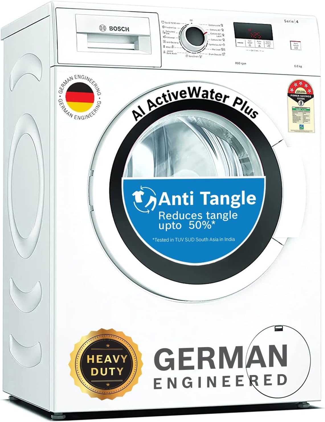 Bosch 6Kg 5 Star Touch Control Fully Automaic Front Loading Washing Machine With Heater (WLJ 16061IN, White)