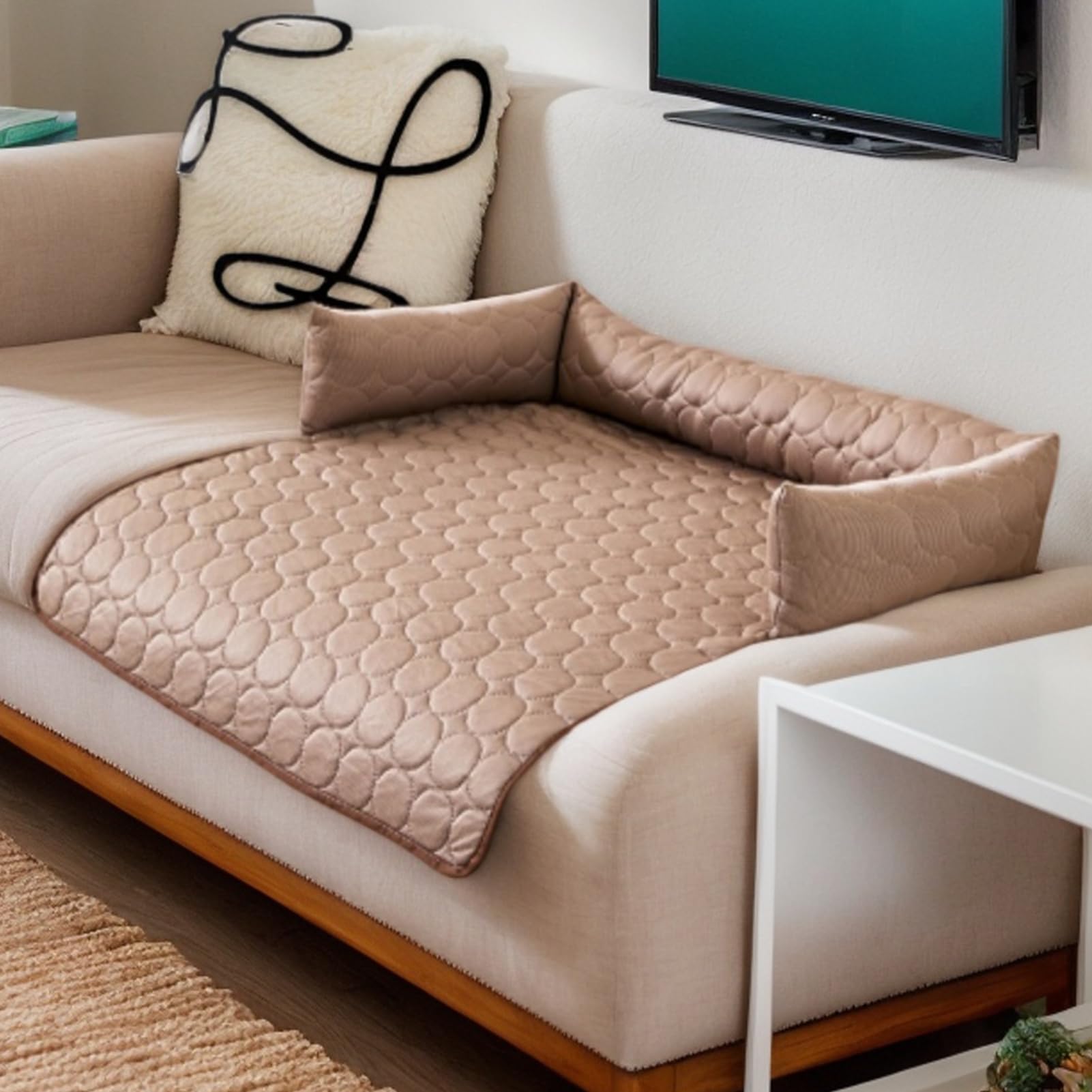 Coussin Canapé Pour Animaux De Compagnie Rond, Couverture De Canapé De Compagnie, Tapis De Refroidissement Pour Chien, Matériau Respirant, Facile À Nettoyer, 90x90 Cm, Pour Intérieur Et Extérieur