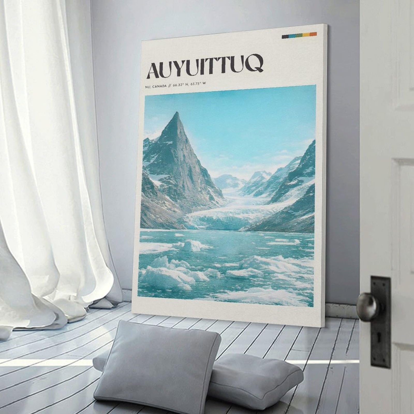 Junmoney Canvas Wall Art Auyuittuq National Park, 12x18inch(30x45cm), for Lounge Decor, Bedroom Walls Or Flats, A Home Accent with Warm Character