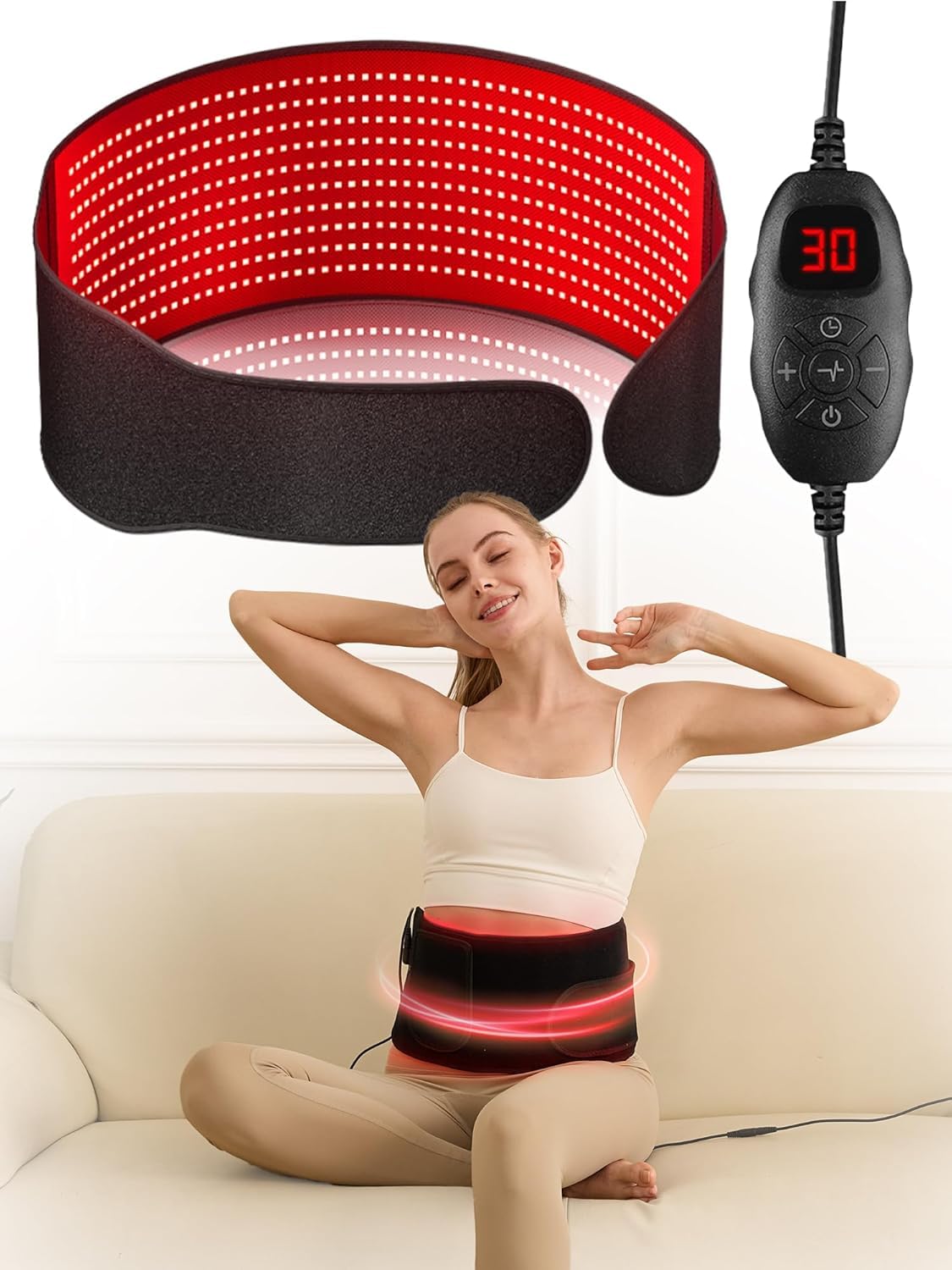 Photo 1 of *See Clerk Notes*Red Light Therapy Belt, 600 High-Density LEDs Red Light Therapy, Infrared Light Therapy Wrap with 5 Intensity Levels, 6 Timer Settings, Handheld Controller, Gifts for Women Men