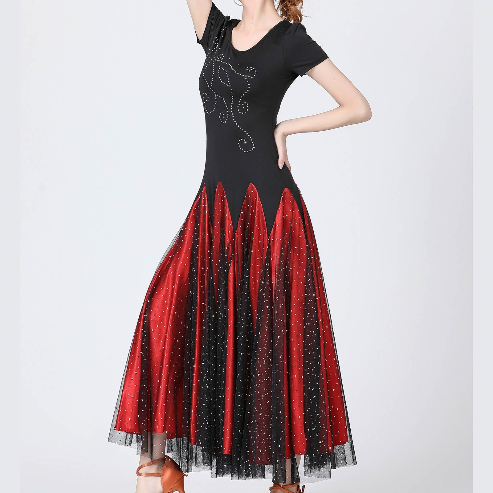 Générique Robe Traditionnelle pour Femme élégante avec Sequins et Jupe de Danse Festive à Volants étagés pour Occasions spéciales