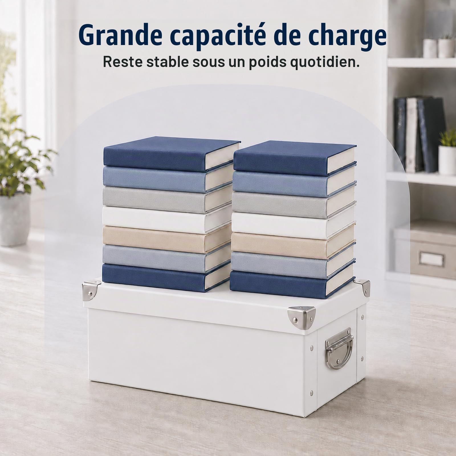 GUOZI Boîte de rangement pliable, boîte à souvenirs décorative avec couvercle et coins renforcés en métal, poubelle à dossiers en carton avec poignées, boîte cadeau pour souvenirs, jouets, photos,