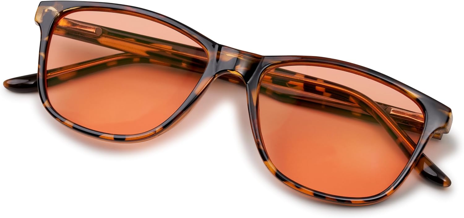 BRADDELL Women's FL-41 Rose Tinted Migraine Light Sensitivity Glasses for Fluorescent LED Glare, Photophobia and Eye Strain (MEDIUM SMALL)