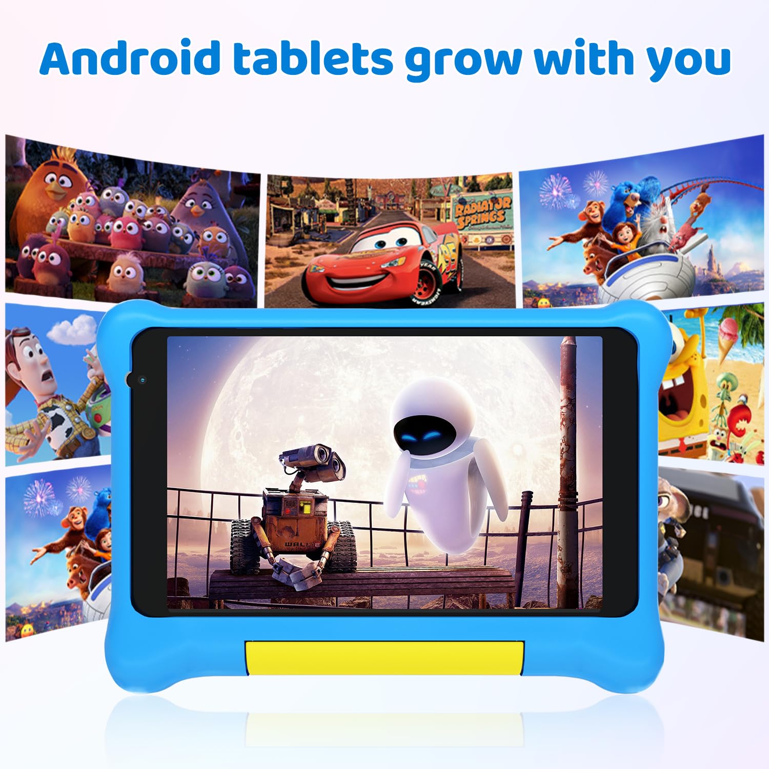 Gleeso Tablet Bambini 7 Pollici Android Tablet con Controllo Parentale, Kids Tablets 32GB+128GB TF, Kids Pre-Installato, Doppia Fotocamera,Tablet con Protettiva Antiurto Custodia(Blu)