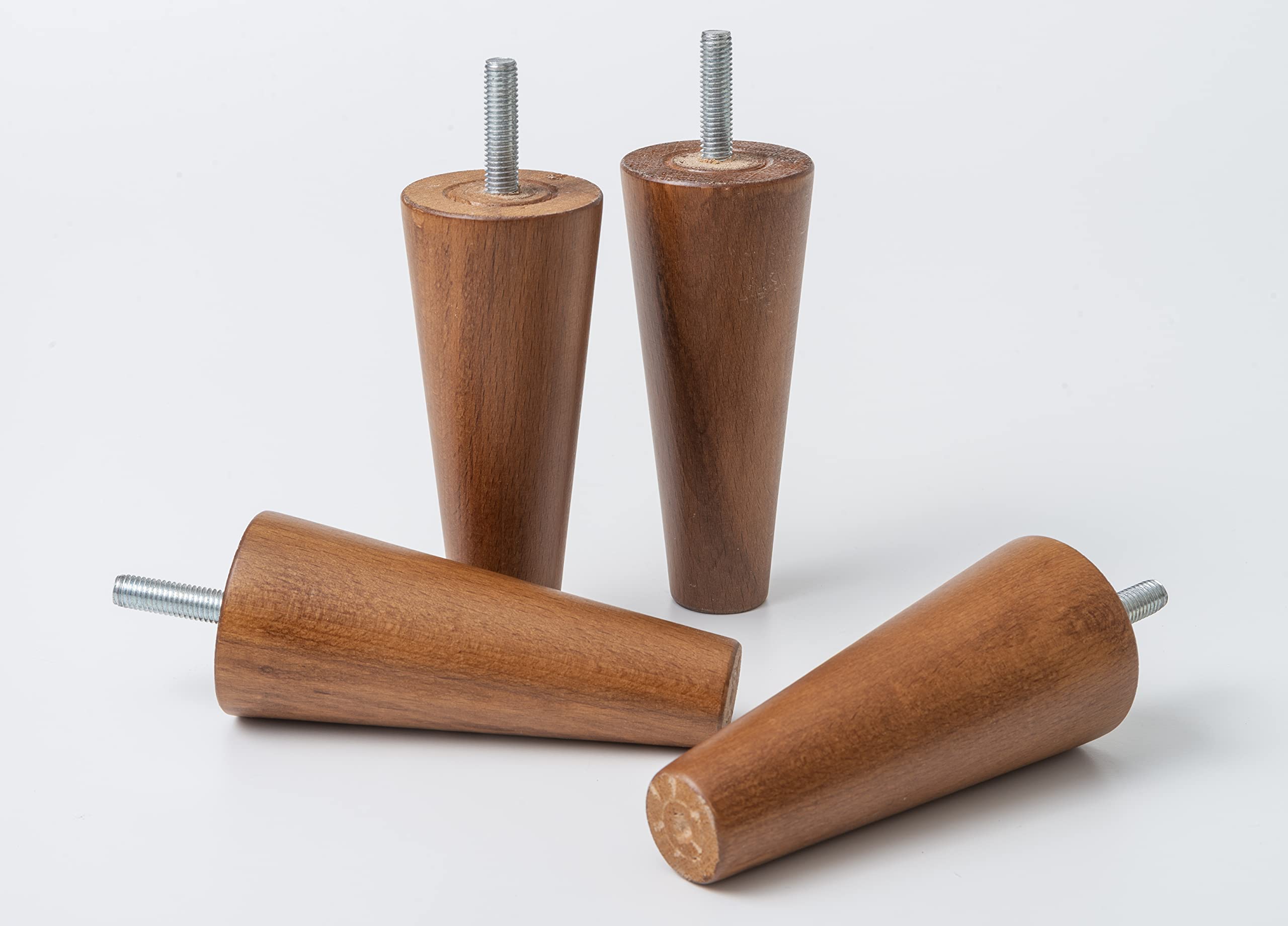 Poten Voor Bank Of Kast IPEA Meubelpoten Van Hout, Kleur Walnoot, Gemaakt In Italië, Set Van 4 Poten Met Conische Vorm Voor Kasten En Stoelen, Poten