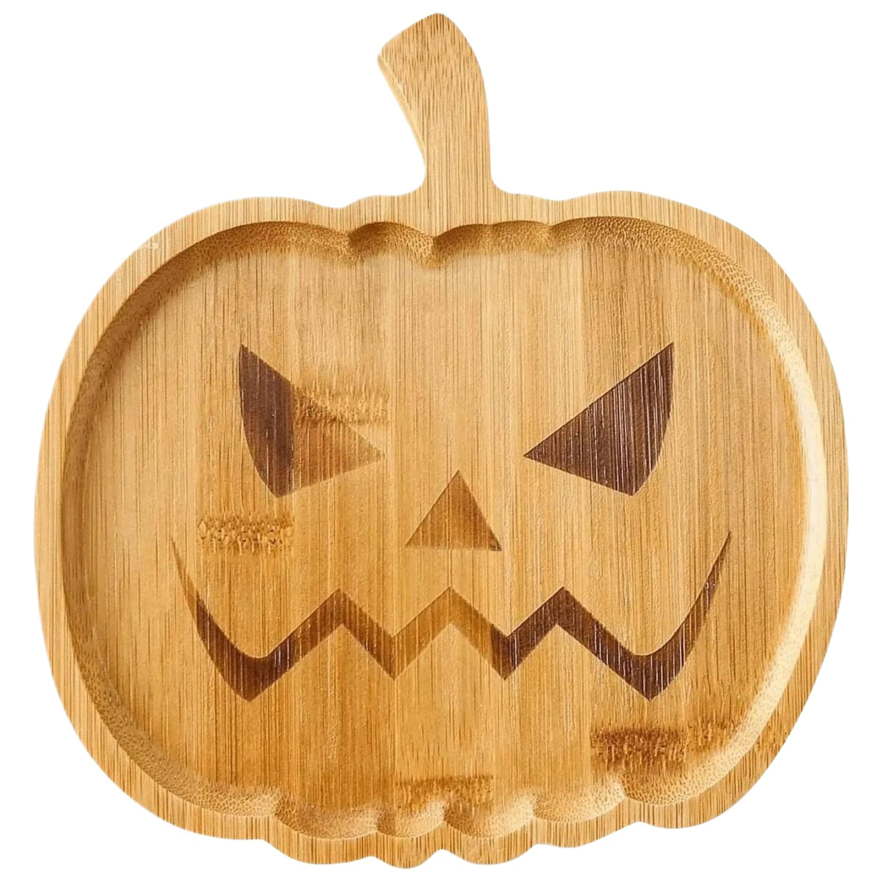 Ameble Halloween Serving Dishes Wooden Halloween Serving Tray 12x7.9x0.6 Charcuterie Board Spooky Pumpkin Decorative Dish for Party