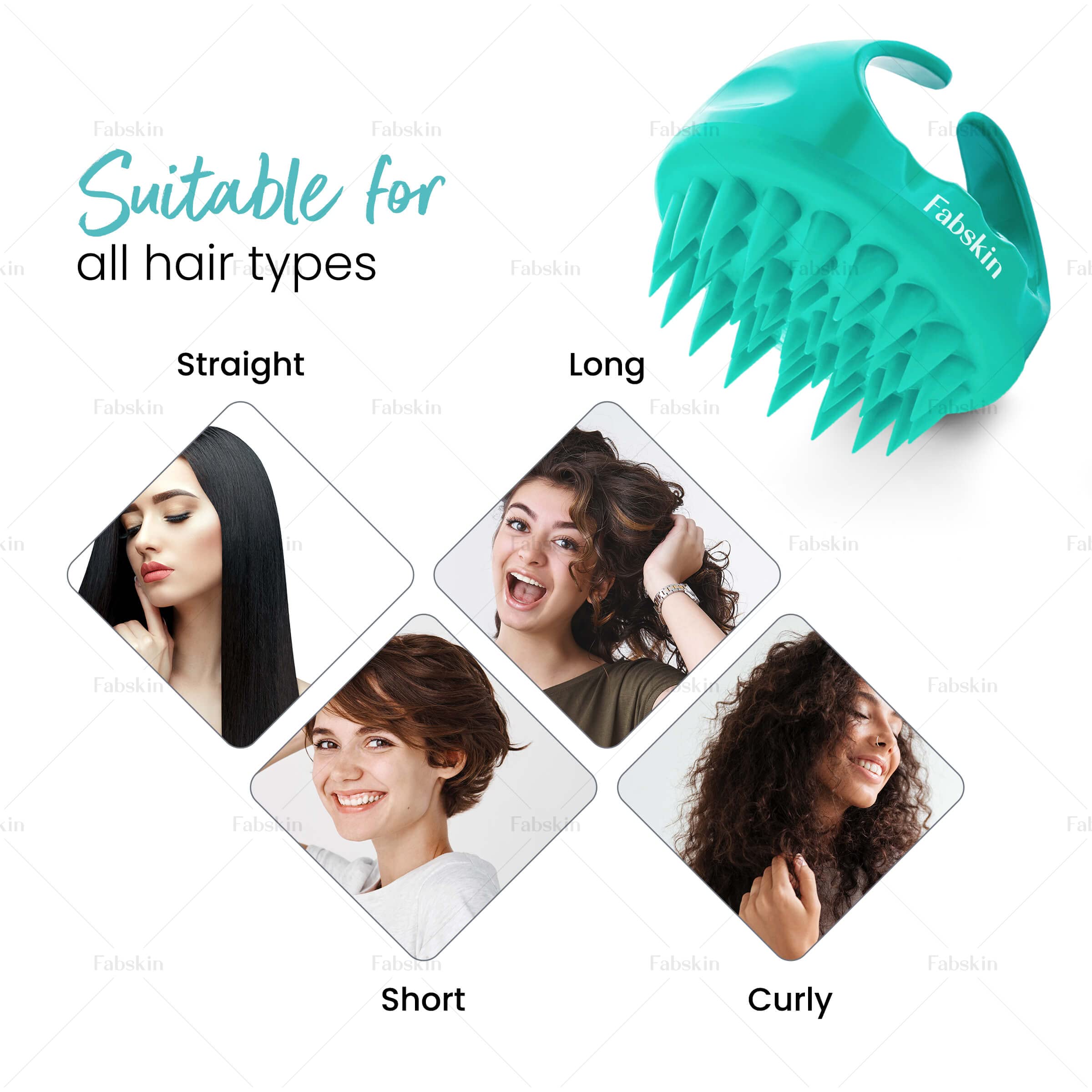 FABSKIN Hair Scalp Massager Shampoo Brush with Soft Silicone Bristles I Anti Dandruff, Exfoliating with Scalp Care (Aqua Green) 2