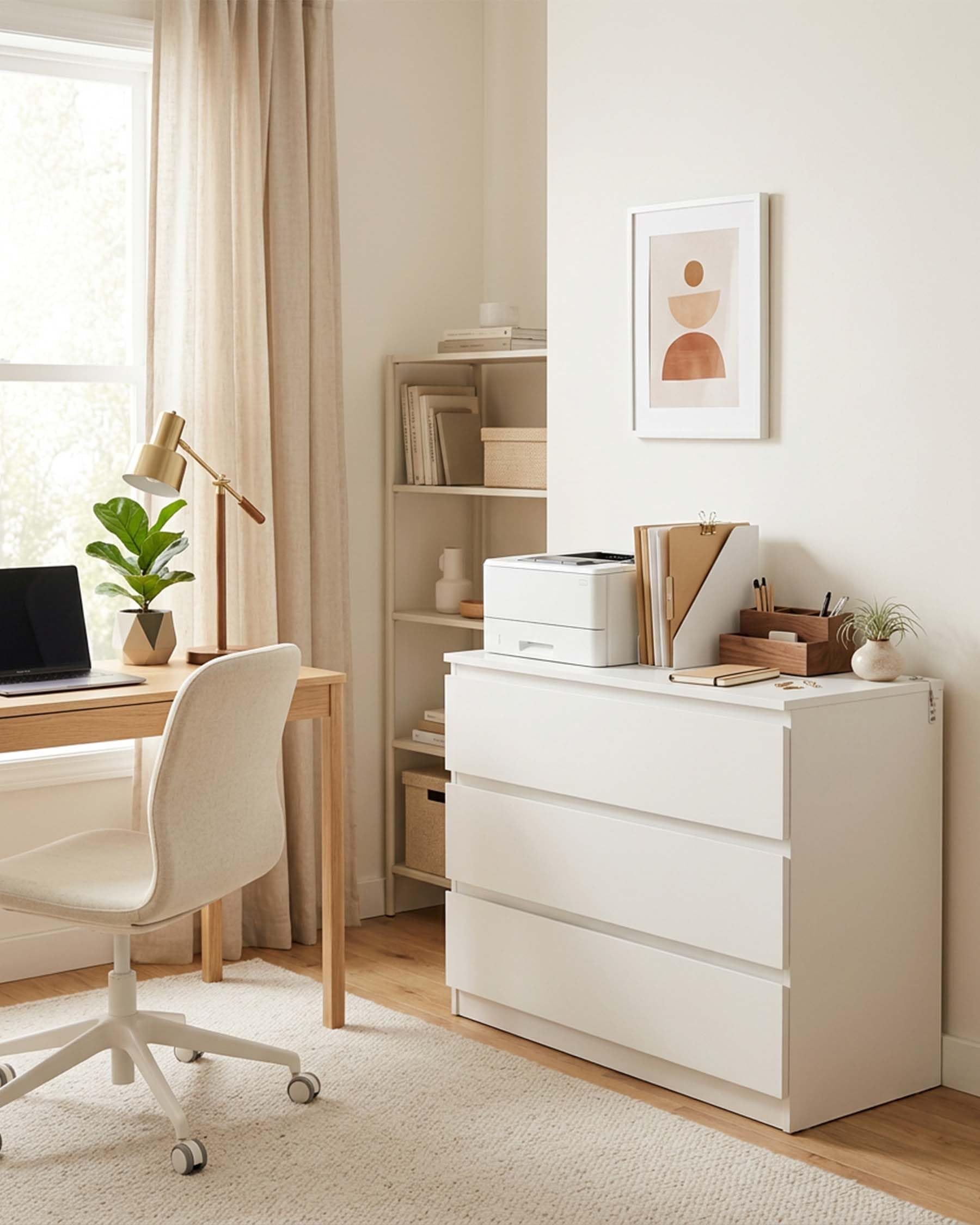 Commode Chambre Commode Blanche avec 3 Tiroirs 100 x 40 x 75 cm