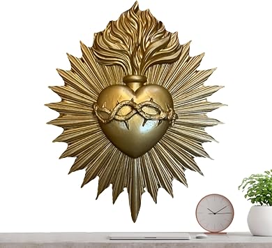 SHZONS Sacred Heart Wall Decoration, Gothic Statue Heart Wall Resin Prayer Holder Hanging Sculpture | Vintage Style Artwork, Spiritual Symbol, For Bedroom, Hallway, Church