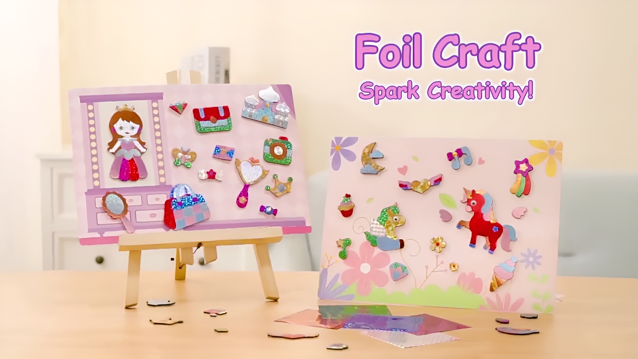 Kit De Manualidades Con Foil Para Niñas – Arte Con Pegatinas Brillantes, Unicornios Y Princesas – Ideal Para Regalar A Peques De 3 A 10 Años