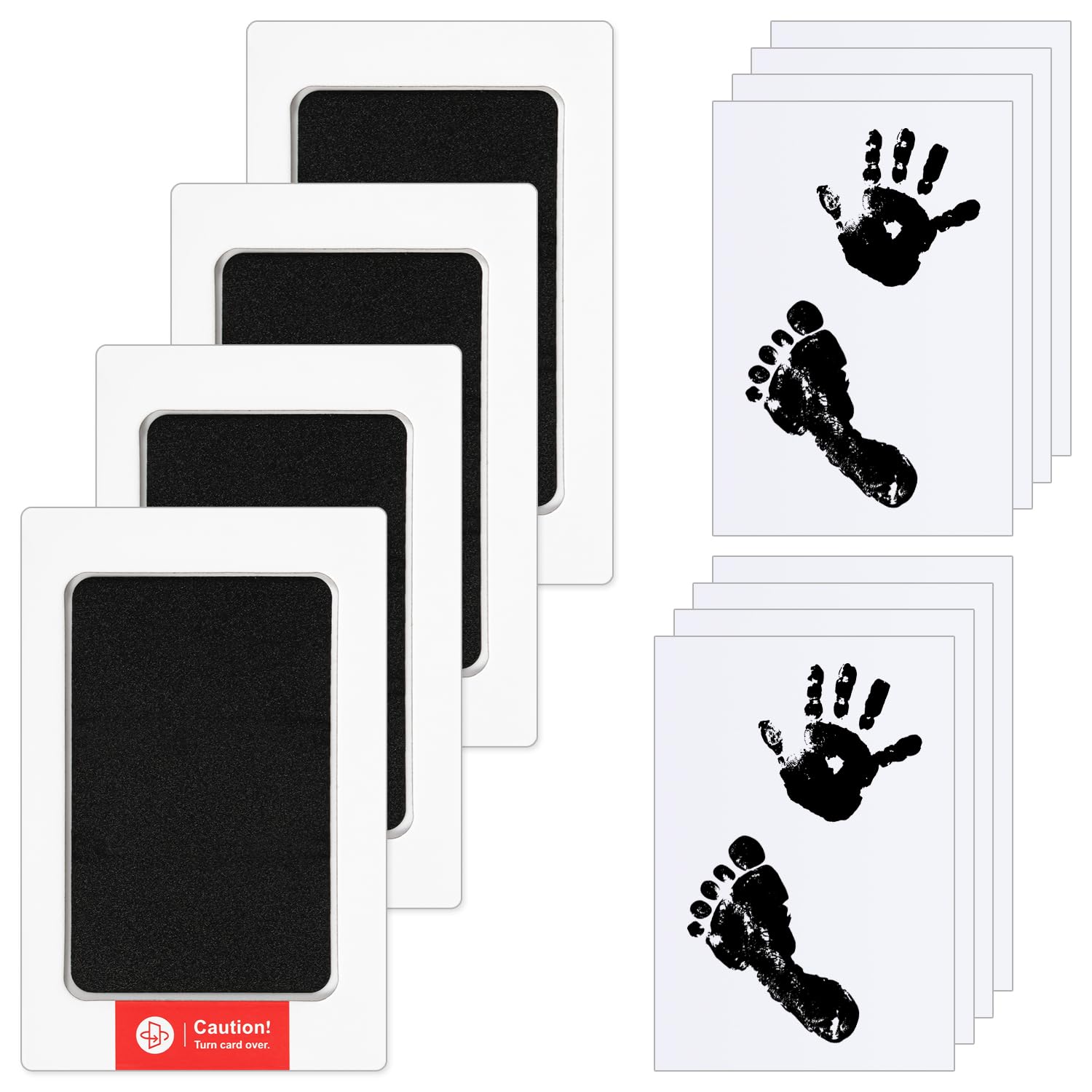 Baby Footprint Kit, Baby Hand and Footprint Kit for Newborn Handprints, Inkless Baby Print Kit with 4 Ink Pad + 8 Imprint Cards