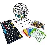 Yuanhe Jumbo Bingo Game Set - 11 Inch Tall Metal Cage with Calling Board, 7/8 Bingo Balls, 500 Bingo Chips,100 Bingo Cards for Large Group Games 