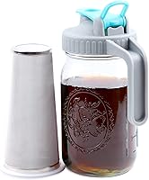 Vista 7 de GMSWEET Mason Jar - Cafetera fría de 64 onzas (2 cuartos de galón) de boca ancha con filtro de preparación para café, té helado, té solar, limonada
