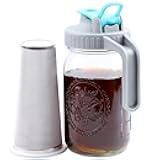GMSWEET Mason Jar Cold Brew Coffee Maker 32 OZ Wide Mouth Cold Brew Pitcher With Brewer Filter For Coffee, Iced Tea, Sun Tea, Lemonade