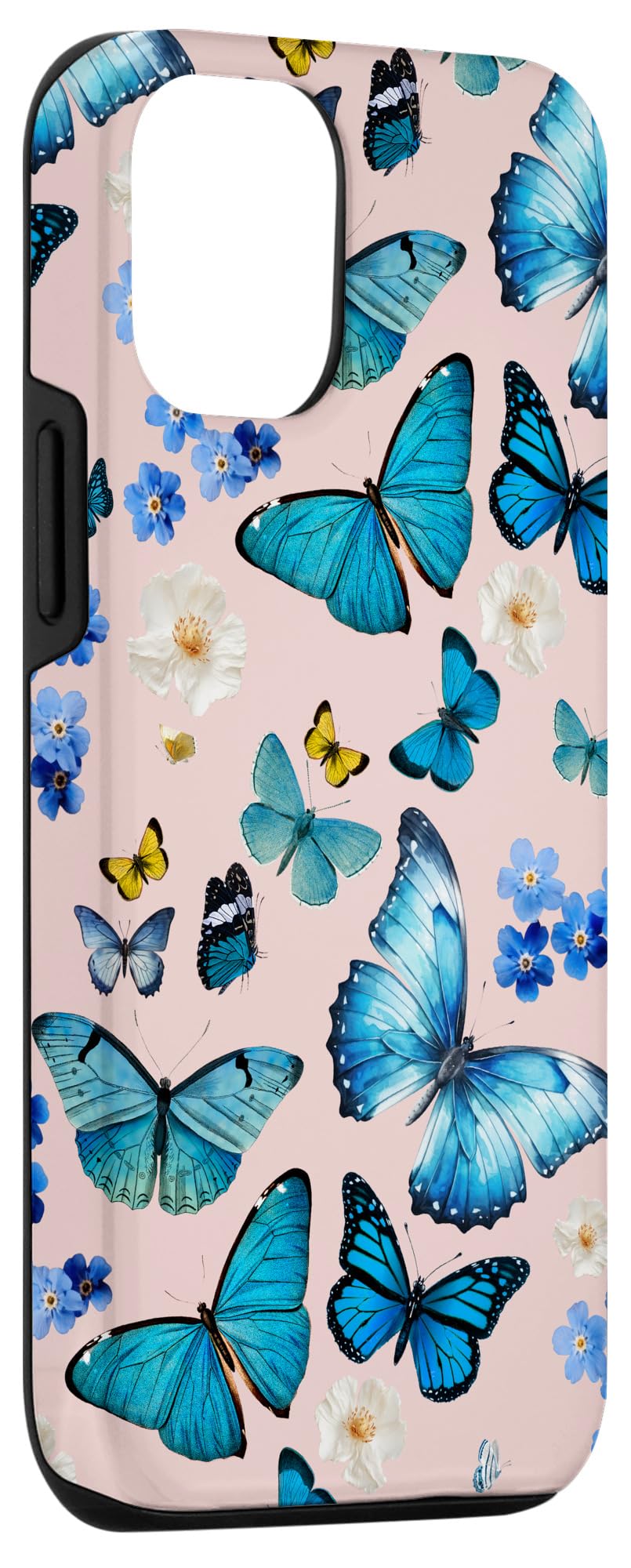 Amazon.co.jp: iPhone 15 Pro ブラッシュピンクに青い蝶とヴィンテージ