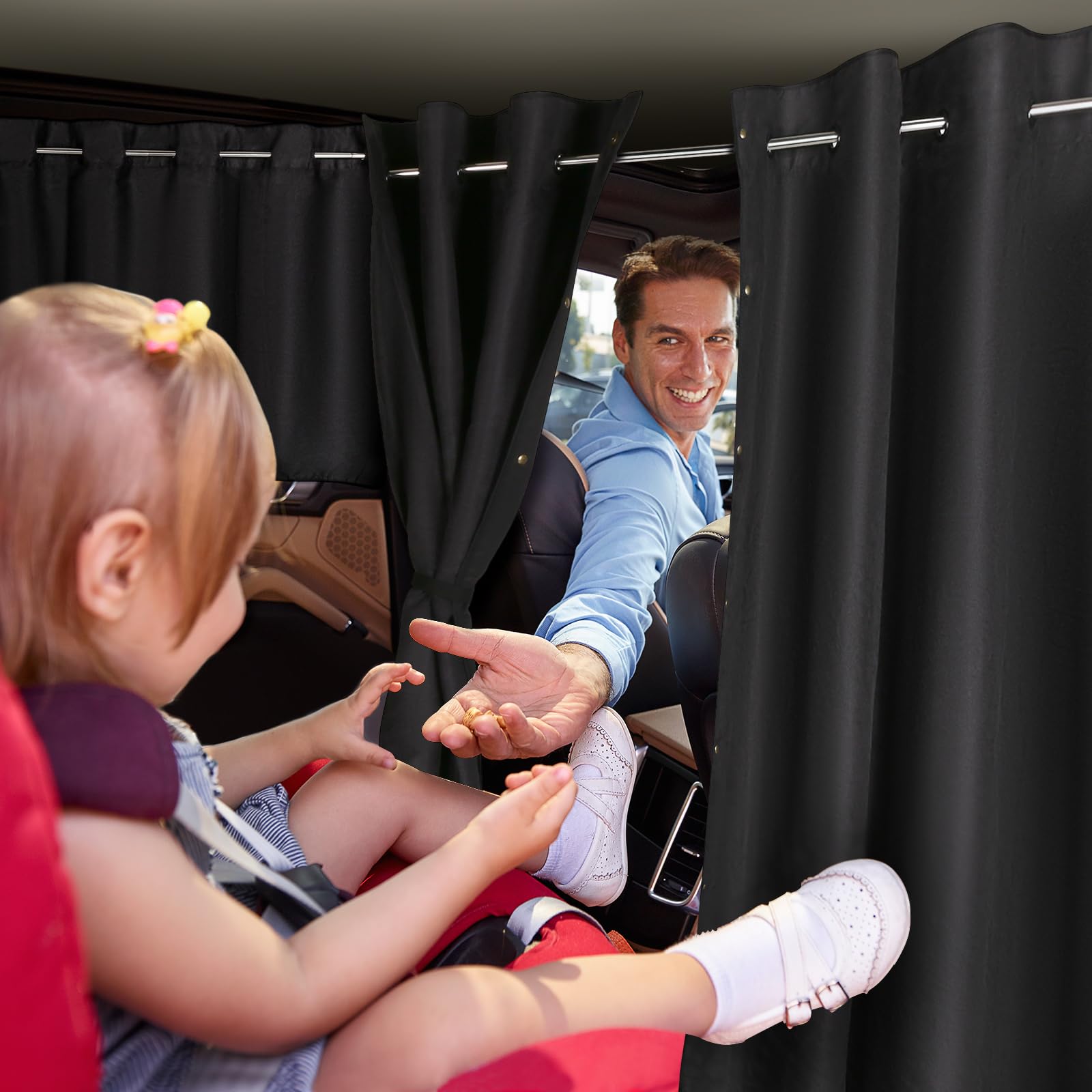 ZATOOTO 180 * 126 cm Cortinas Divisorias, Privacidad Parasols para Camper | 3 Piezas, Ante Sintético, Instalación Con Barra, Botón Magnético, Cortina Divisoria Desmontable, Oscurecimiento