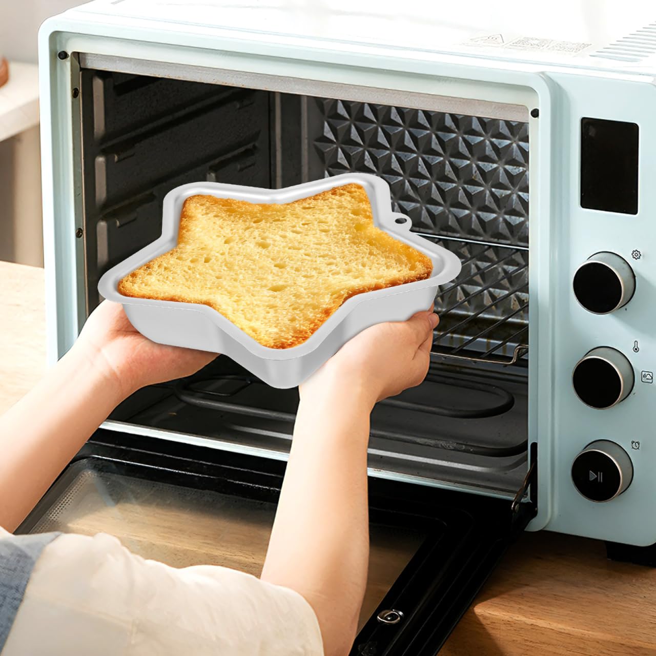 Hemoton Moule à gâteau en aluminium anti-adhésif en forme d'étoile à cinq branches de 22,9 cm pour décoration de gâteaux d'anniversaire, fête de mariage