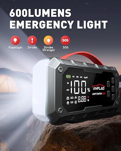 Miniatura 6 de Arrancador de coche 10 en 1 con compresor de aire, 8000A 160PSI Jump Starter Jump Box (todo a gas14L diesel), batería de carga PD65W, cable de