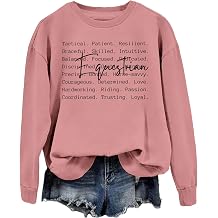 SAUIVD Equestrian Words Sweatshirt for Women Funny Equestrian Enthusiast Shirt Horse Riding Tee Long Sleeve Casual Tops