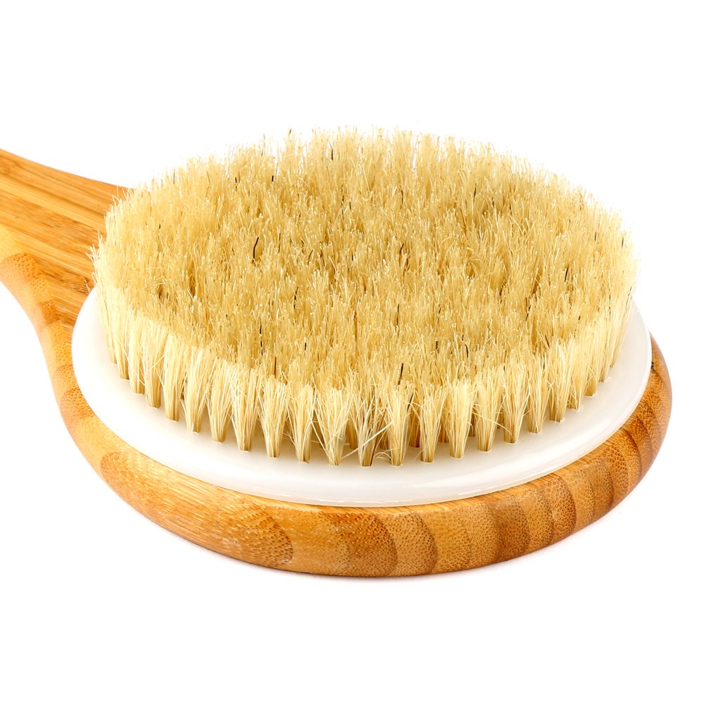Buy H&S Body Brush Back Scrubber Long Handle Bath Shower Brush Natural Bristles Dry Skin ...
