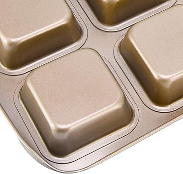 Mini Loaf Baking Pans 12 Cavity Brownie Baking Pan Tray Carbon Steel Muffin Bakeware for Kitchen Oven Baking , Brownie Pan , Brownie Bites Cupcake Bread (Gold) , Brownie Pan , Mini Loaf Baking Pans 1