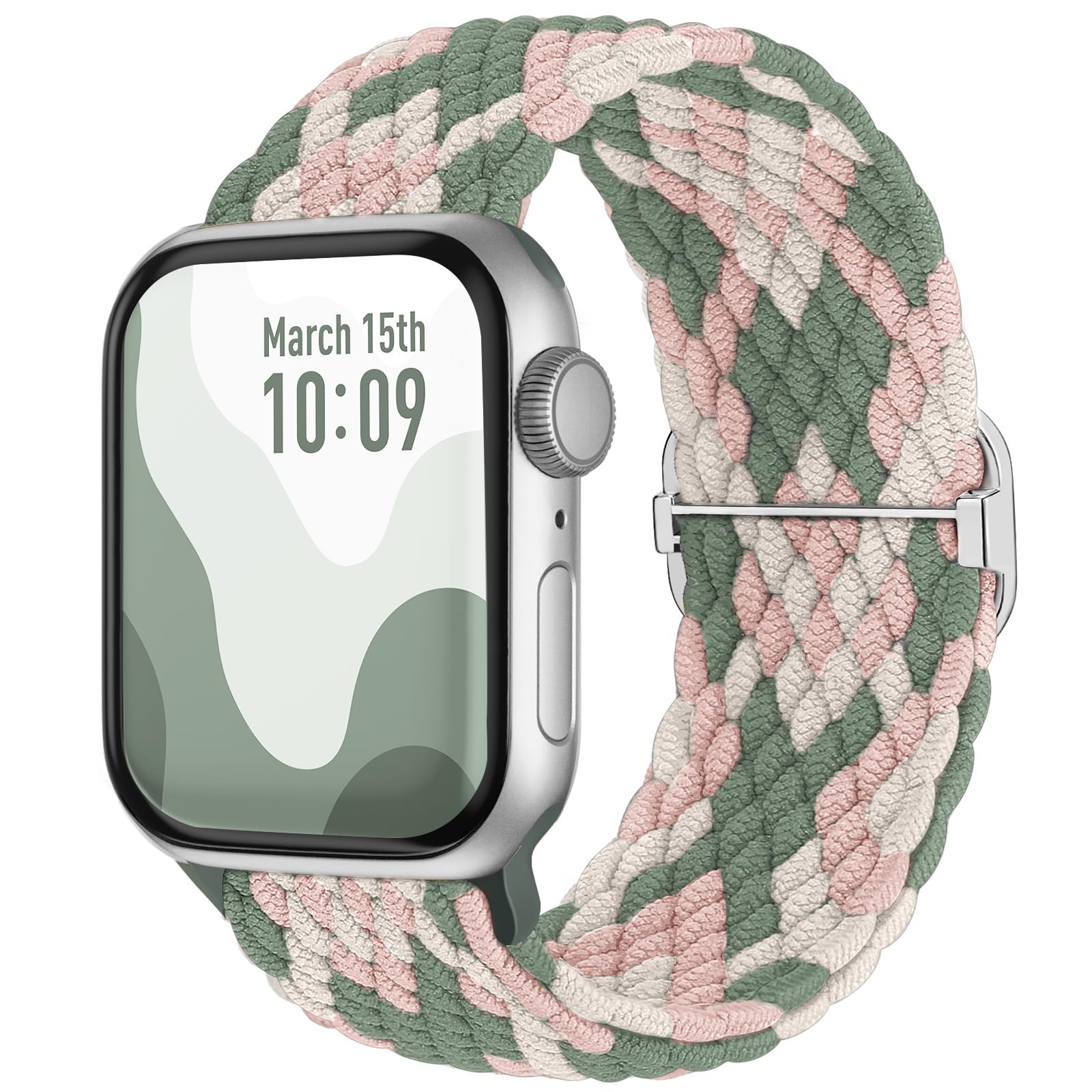 SuitisbestNylon Strap Compatible with Apple Watch 38 mm 40 mm 41 mm 42 mm 44 mm 45 mm 49 mm, Non-Slip Braided Elastic Stretchy Strap for Apple Watch 9 8 SE 7 6 5 4 3 2 1