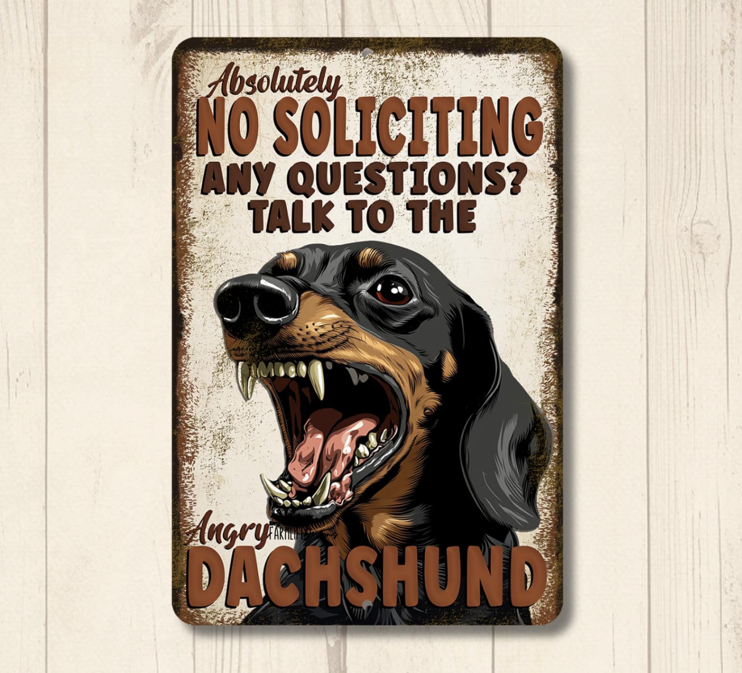 Dachshund Wiener Dog Sign No Soliciting Doxie funny metal man cave tin outdoor home decor