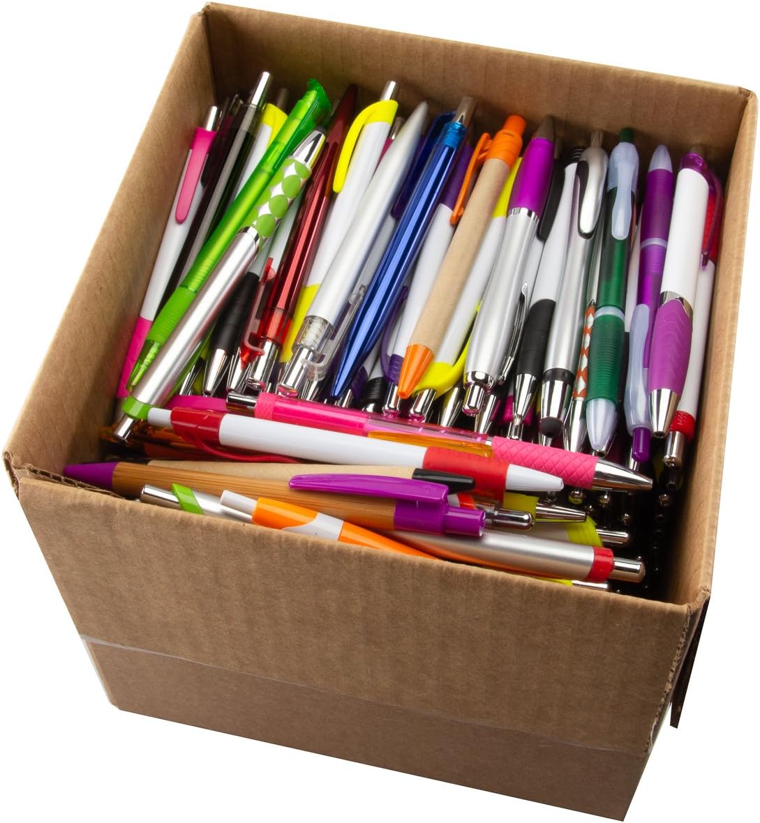 Office Supplies (5 Pound Box, Approx. 200-250 Pens) Retractable Ballpoint Pens Black Bulk Click Assorted Point Ink Pen Plastic Metal Lot