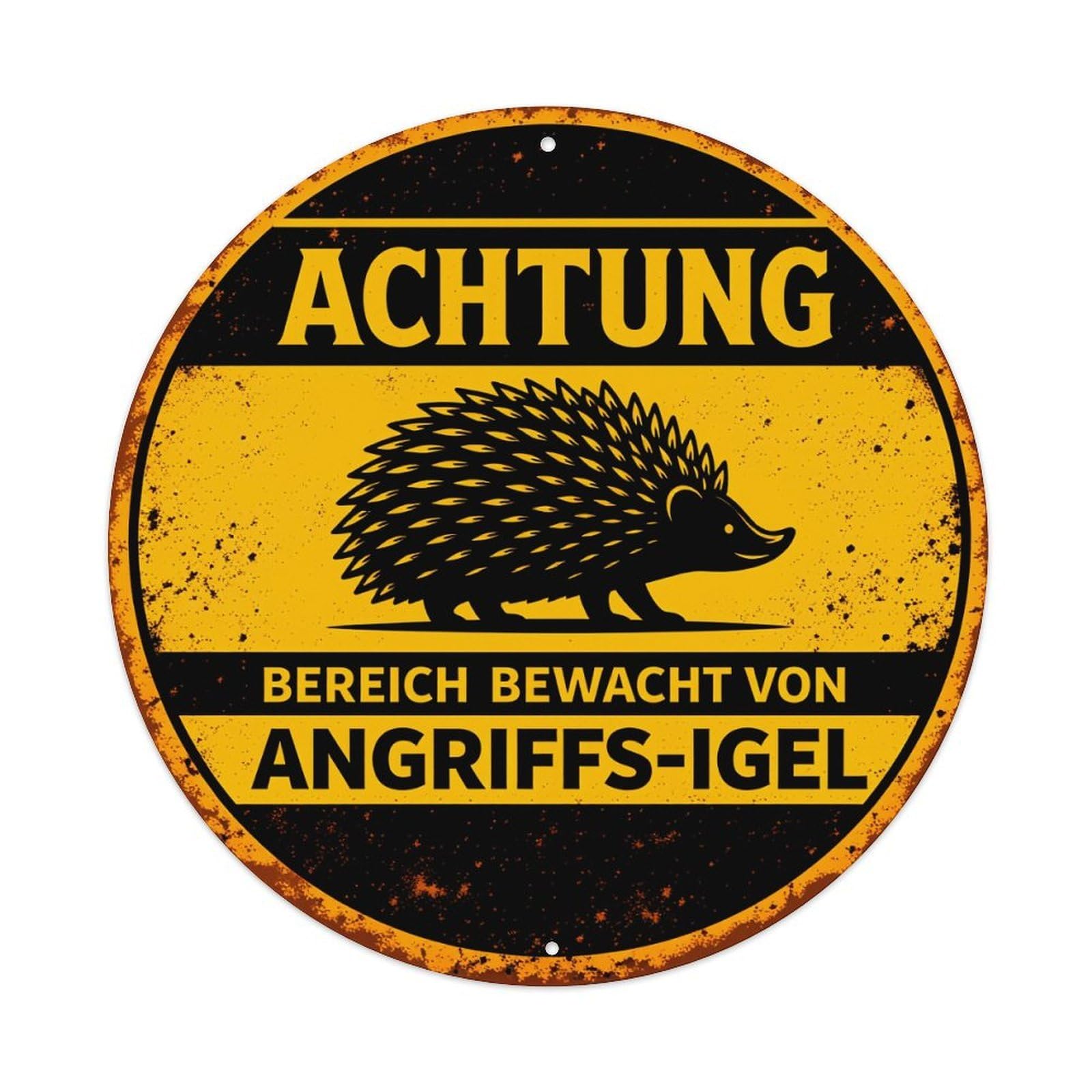 Attention Area Guarded By Attack Hedgehog Metal Tin Sign Plaque