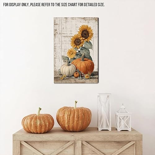 Miniatura 2 de TIHUSAGO Lienzo rústico de otoño para pared, diseño vintage de calabaza y girasoles, cosecha de Acción de Gracias, para casa de campo, cocina,