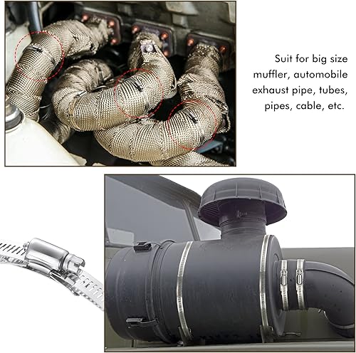 Miniatura 6 de 40 abrazaderas de mangueras de 200 pies, abrazaderas de engranaje helicoidal, manguera de conducto ajustable de acero inoxidable, abrazadera grande