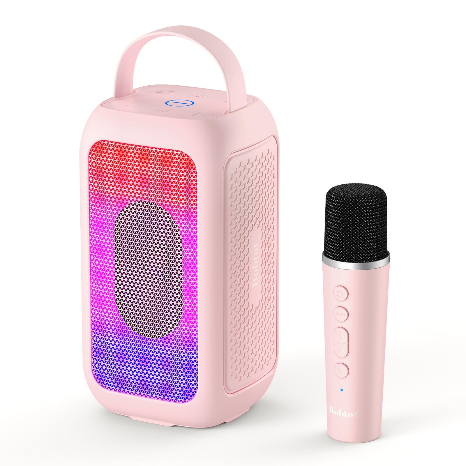 Bobtot Portable Karaoke System Bluetooth Portable Speaker, Pink-image-1