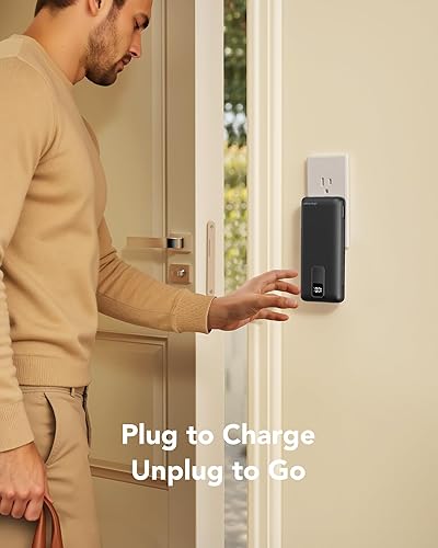 Miniatura 2 de charmast Cargador portátil de 20000 mAh con enchufe de pared, cargador de batería USB C, batería PD de 20 W con cables incorporados, esencial de