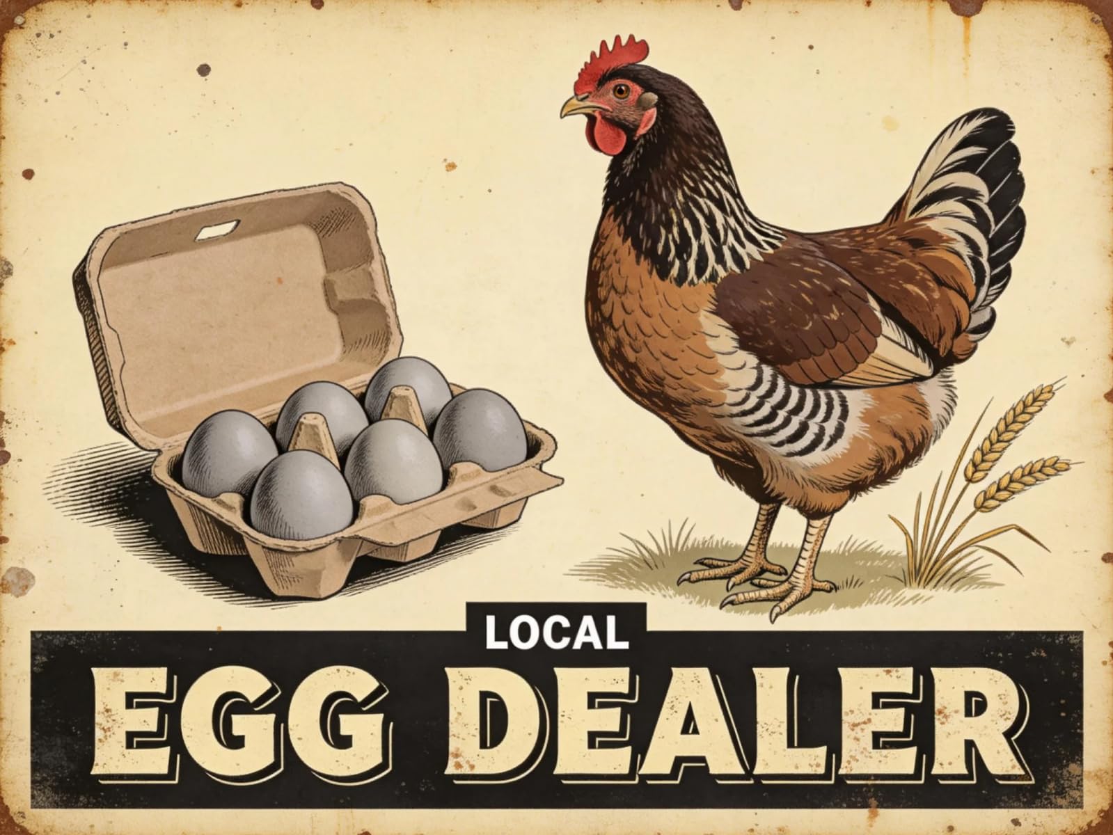 Women's Local Egg Dealer Tin Sign Chicken Metal Tin Sign Vintage Farmhouse Coop Wall Decor 30X43cm Plaque