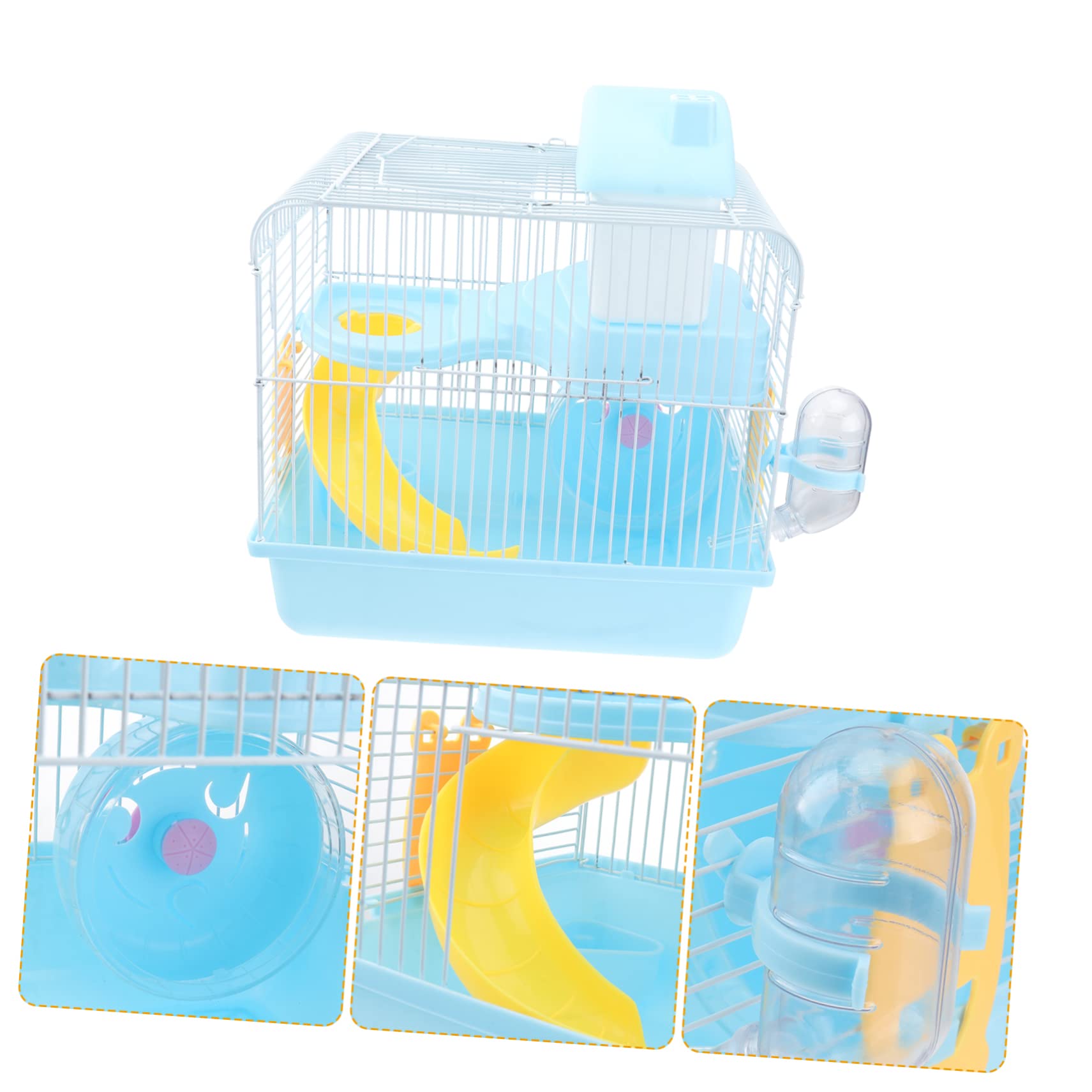 POPETPOP Cage pour Hamster et Chinchilla Maison pour Animaux de Compagnie à Double Couche avec Toboggan Roue Exercice et Abreuvoir Étanche