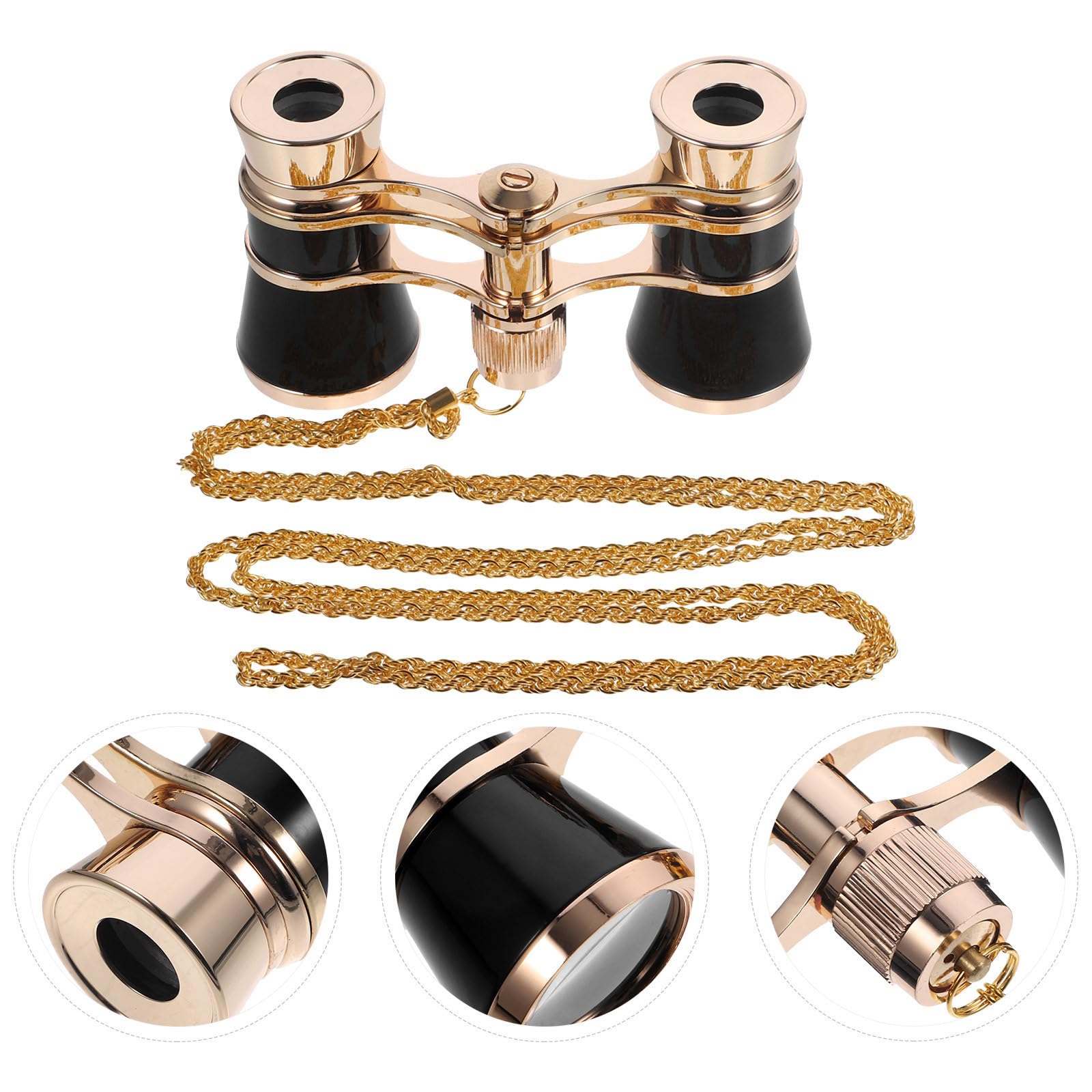 Mini Binocolo da Teatro con Catena, Nero, Ferro, Compatto e Portatile