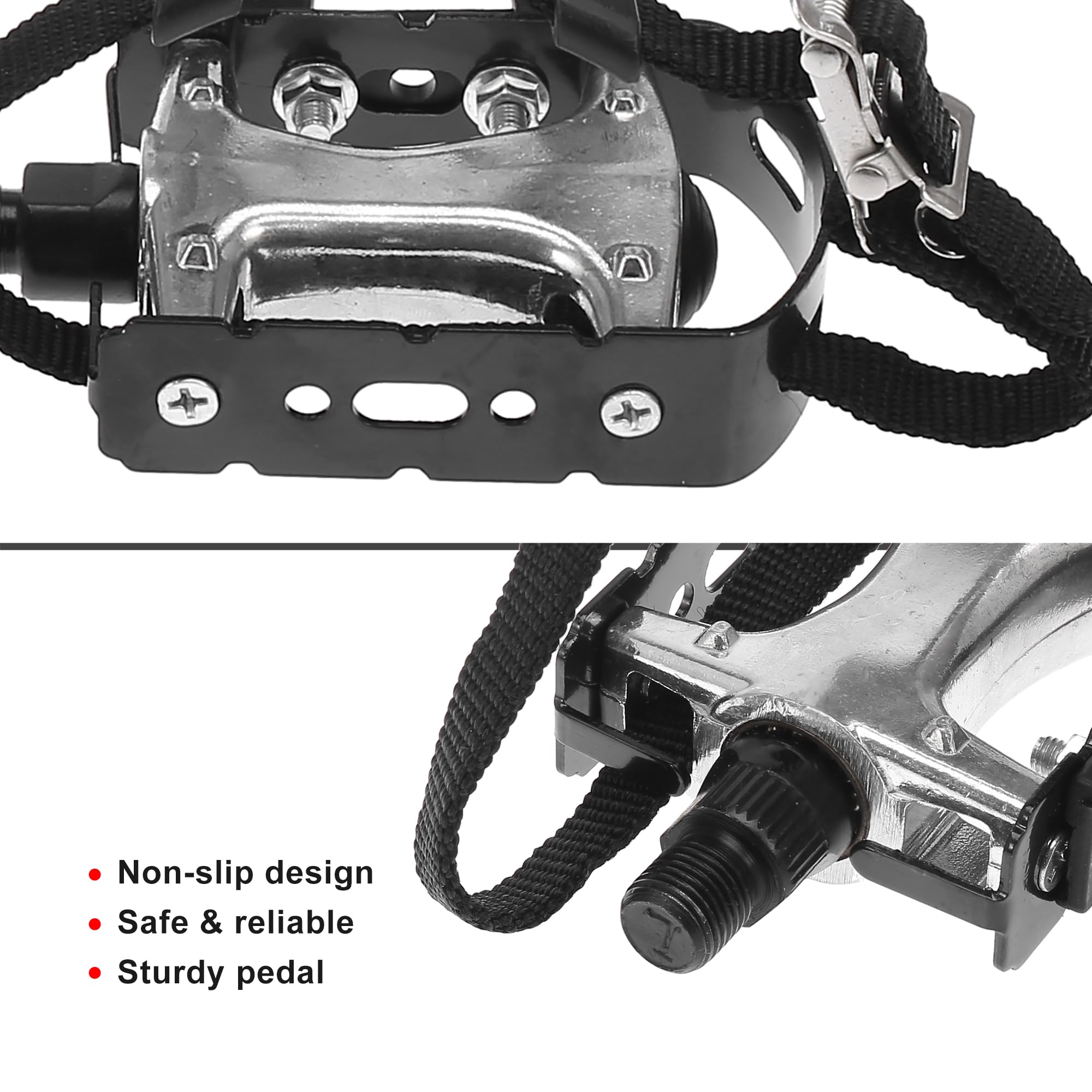 X AUTOHAUX Paire Vélo Pedales 9/16 Broche Plate-Forme Clip Orteil Sangle Pied Fixe