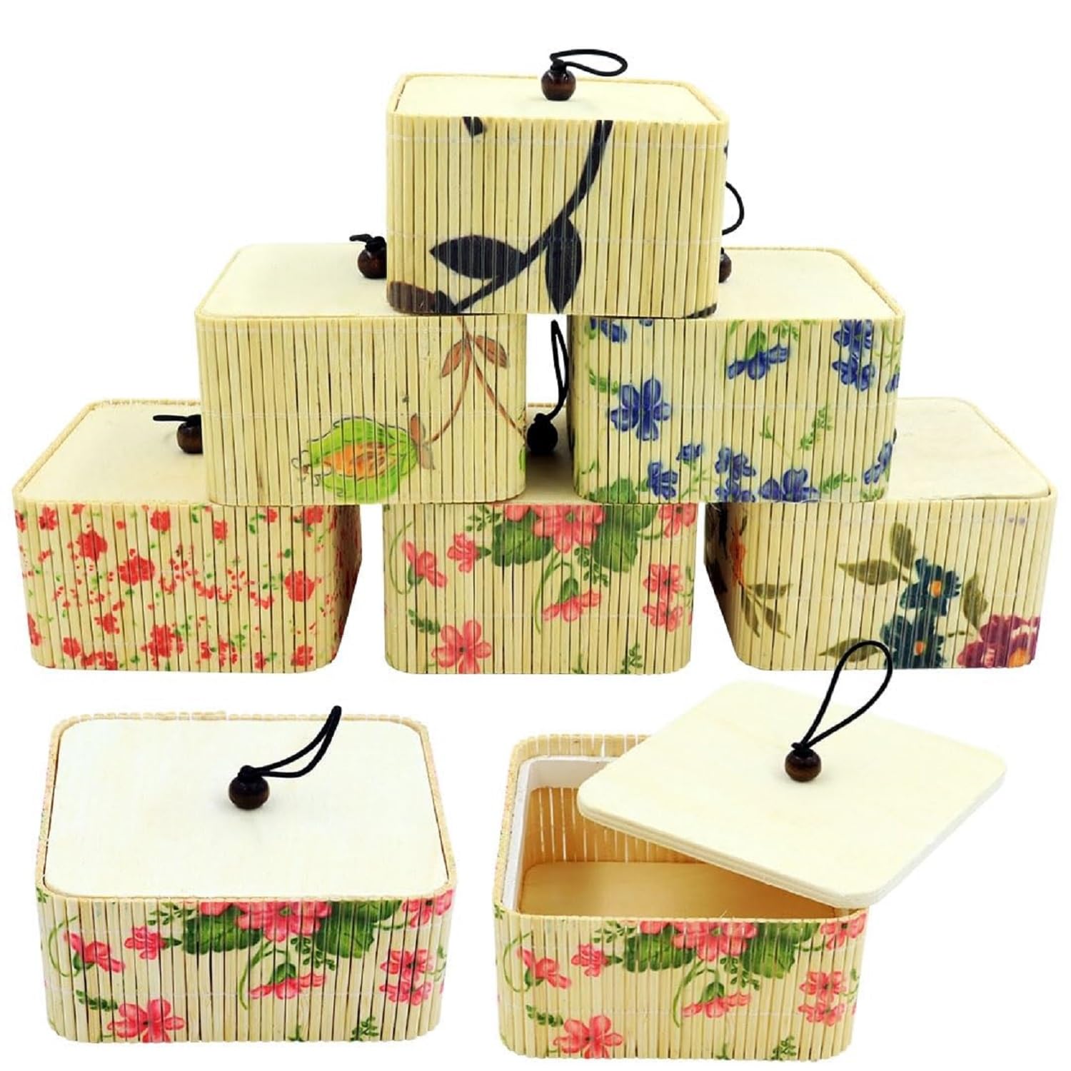 Lansing Bamboo Jewellery Box | Eco-Friendly Wooden Storage Boxes with Lid | Natural Organizer for Rings, Earrings, Necklaces & Trinkets | Compact, Durable & Travel-Friendly (Pack of 6)-picture-15