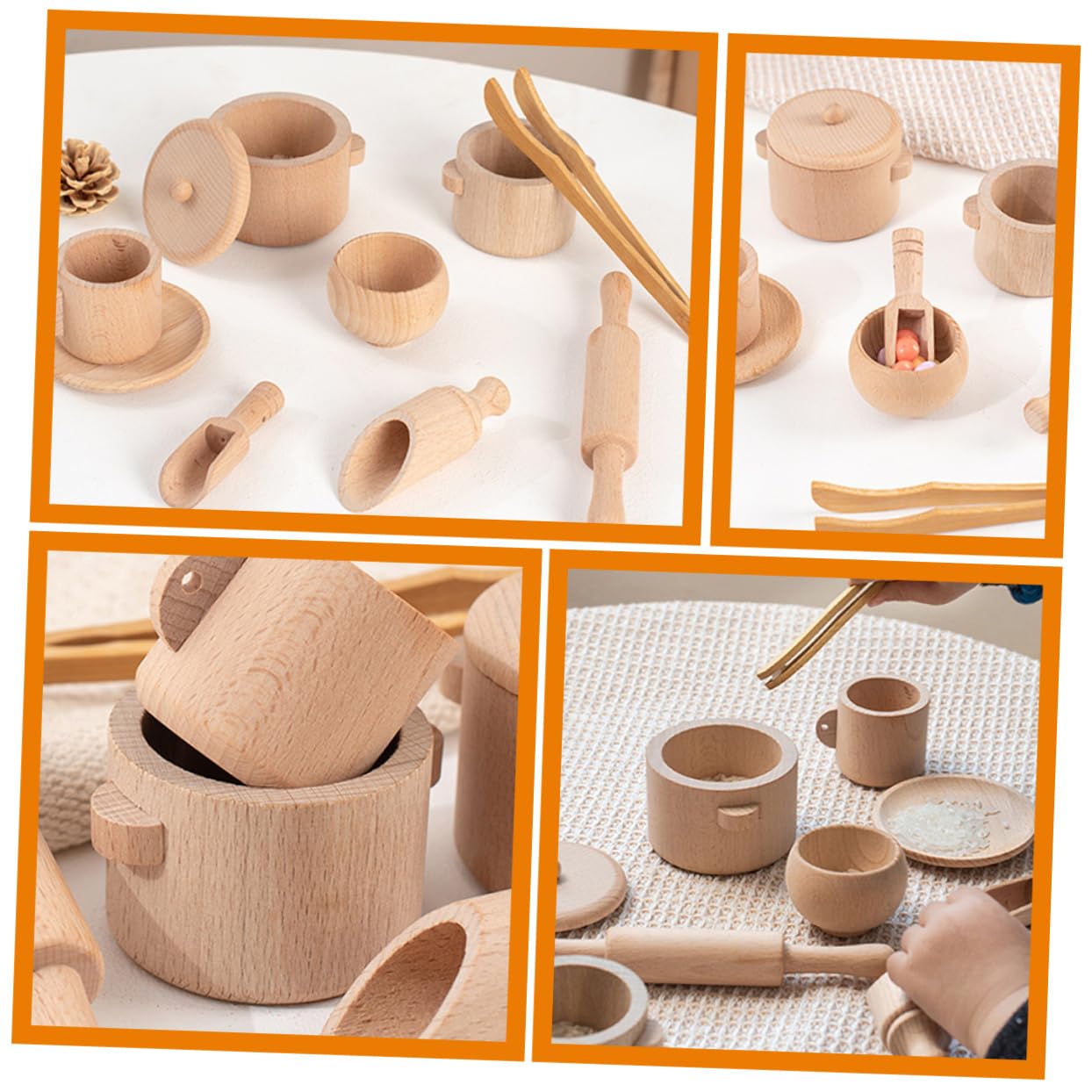 Tè Legno Finzione per Tea Party Dei Kit Interattivo Ruolo e Sviluppo Sensoriale per Feste con Genitori e