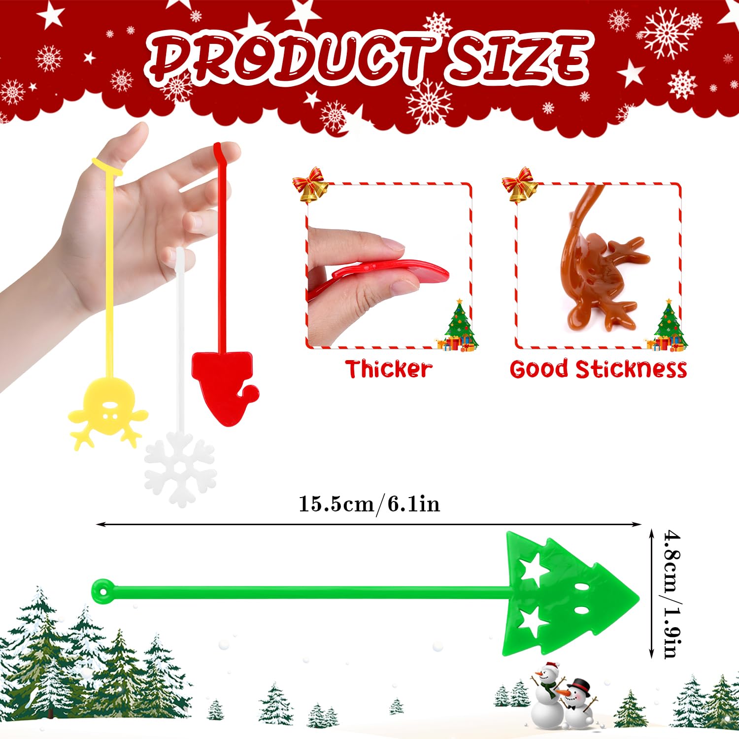 VEYLIN Christmas Sticky Toys Christmas Sticky Hands Toys, 30 Pieces, Reusable Stretchy Holiday Party Bag Fillers - Image 2