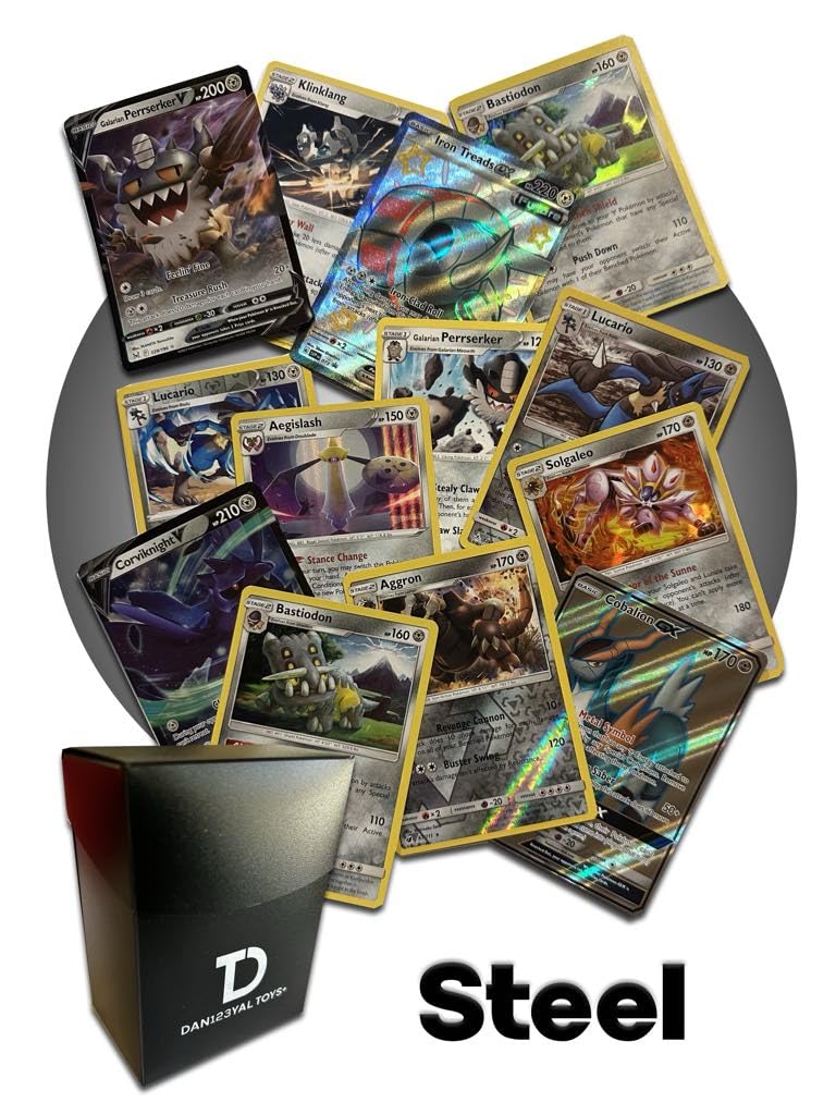 Steel Type TCG Random Assortment Bundle || Guaranteed Ultra Rare + 20 Random Cards + Dan123yal Deck Box