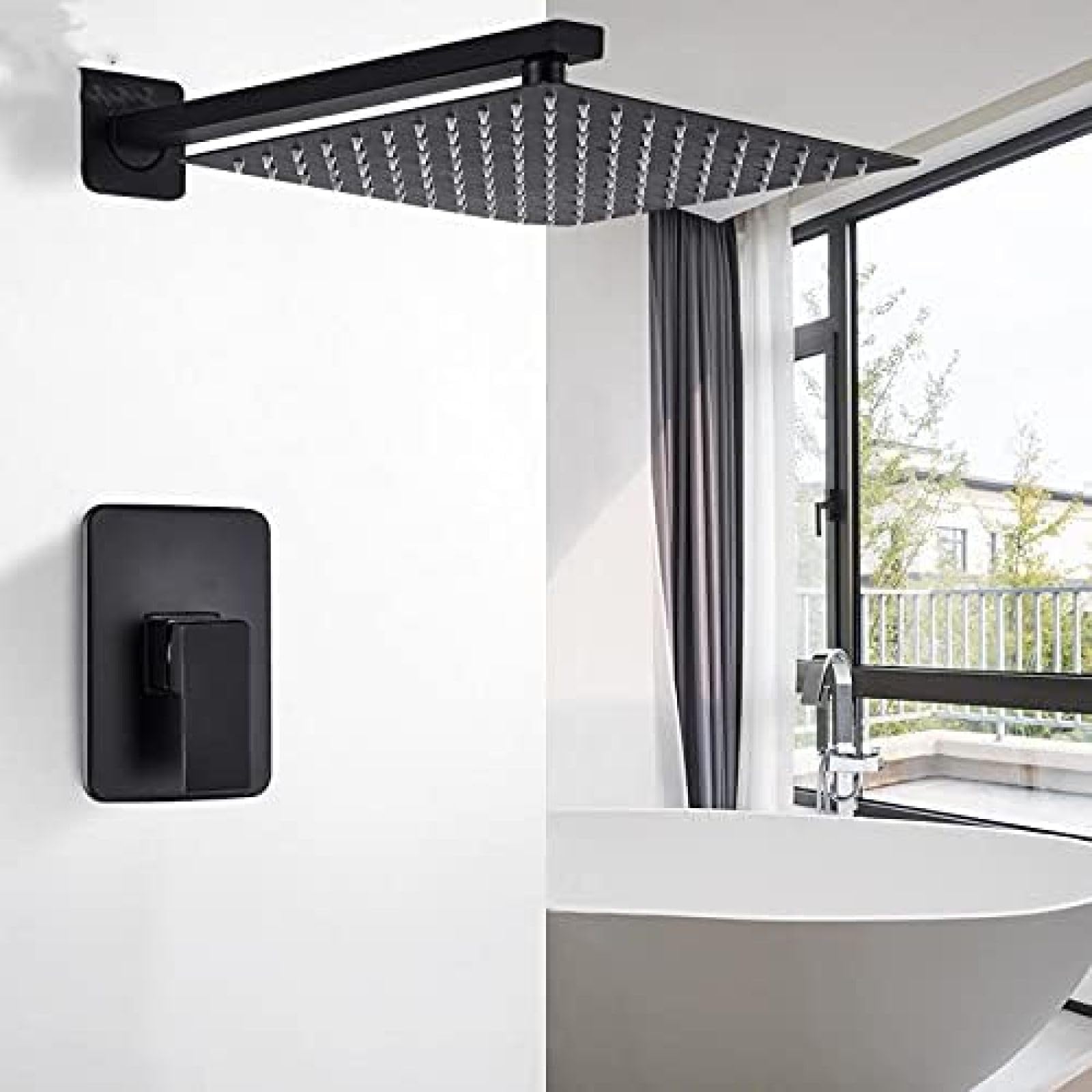 Robinet de douche noir mat de 16 pouces pour transformer votre salle de bain en spa à la maison