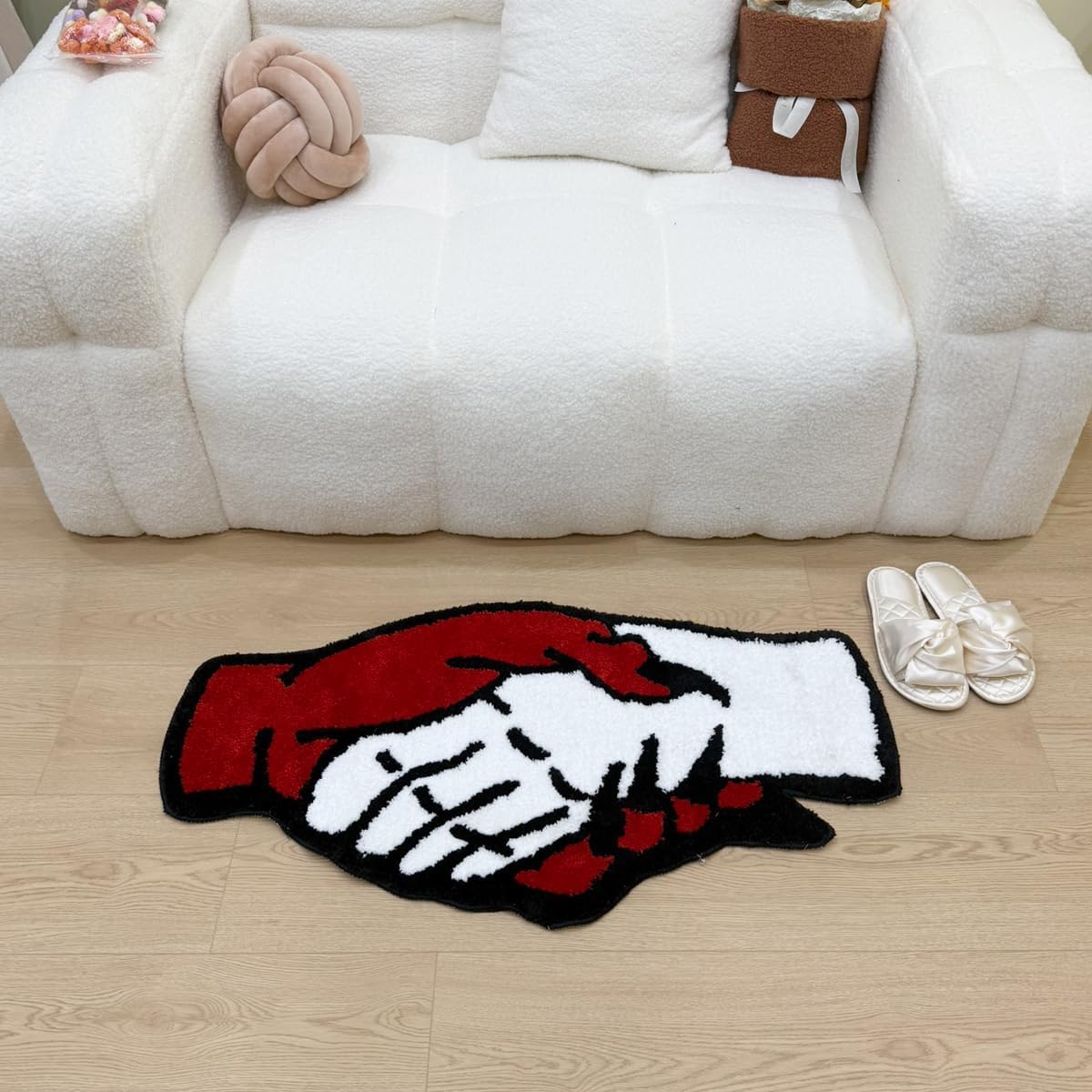 LAKEA Monster Handshake Tufting Rug Aesthetic Bathroom Antislip Rug Fluffy Thickening Carpet Halloween Funny Bedroom House Warm Decor (35.4 X 18.1 inch)