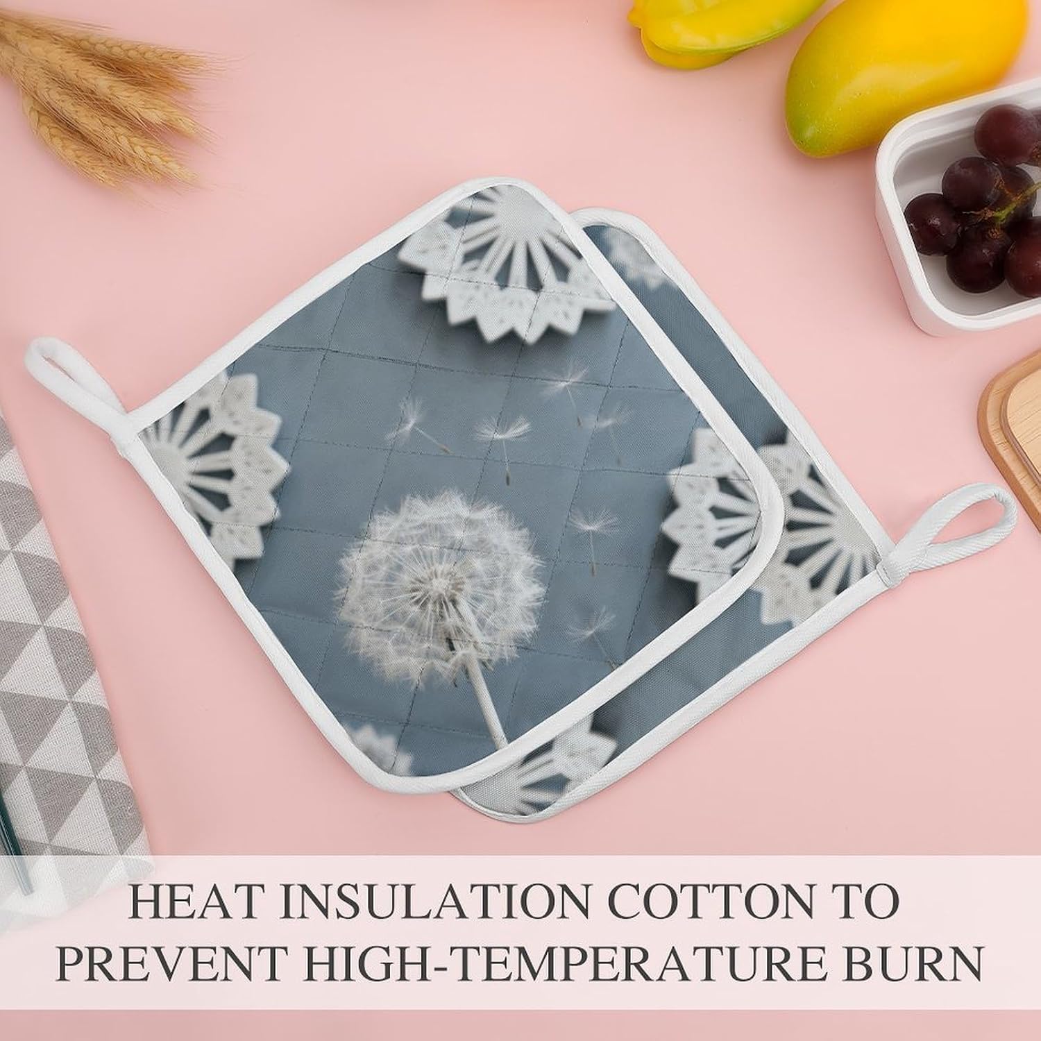 The Whispers of Dandelions Polyester Heat Resistant Pot Pad Non Slip Anti Scald Hot Dish Mat Reusable Table Protector for Kitchen Hot Pot Mat Wear Resistant Heat Proof Table Pad for Countertop Dining