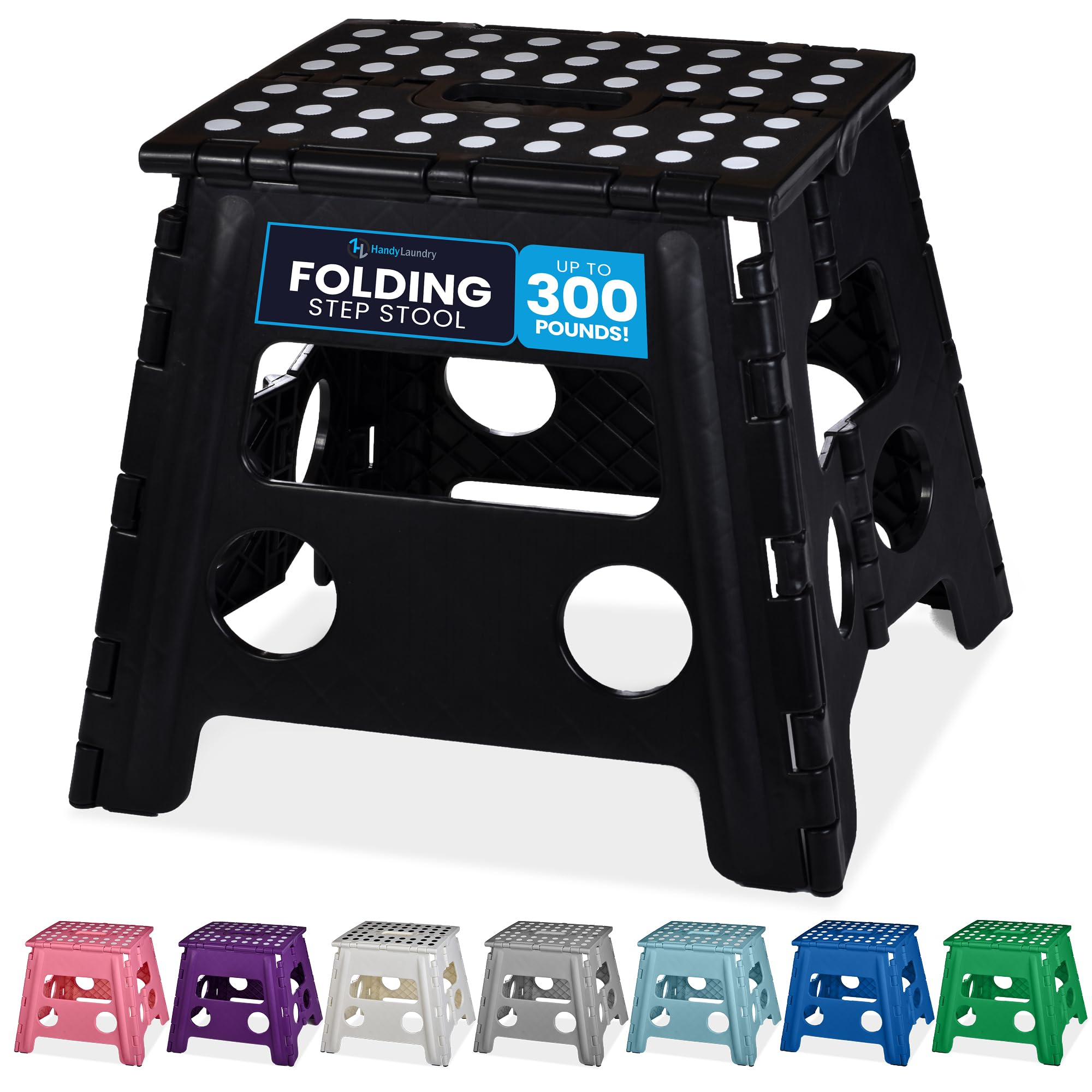Handy Laundry Folding Step Stool 13 Inch, Black, Non-Slip Holds 300 lbs
