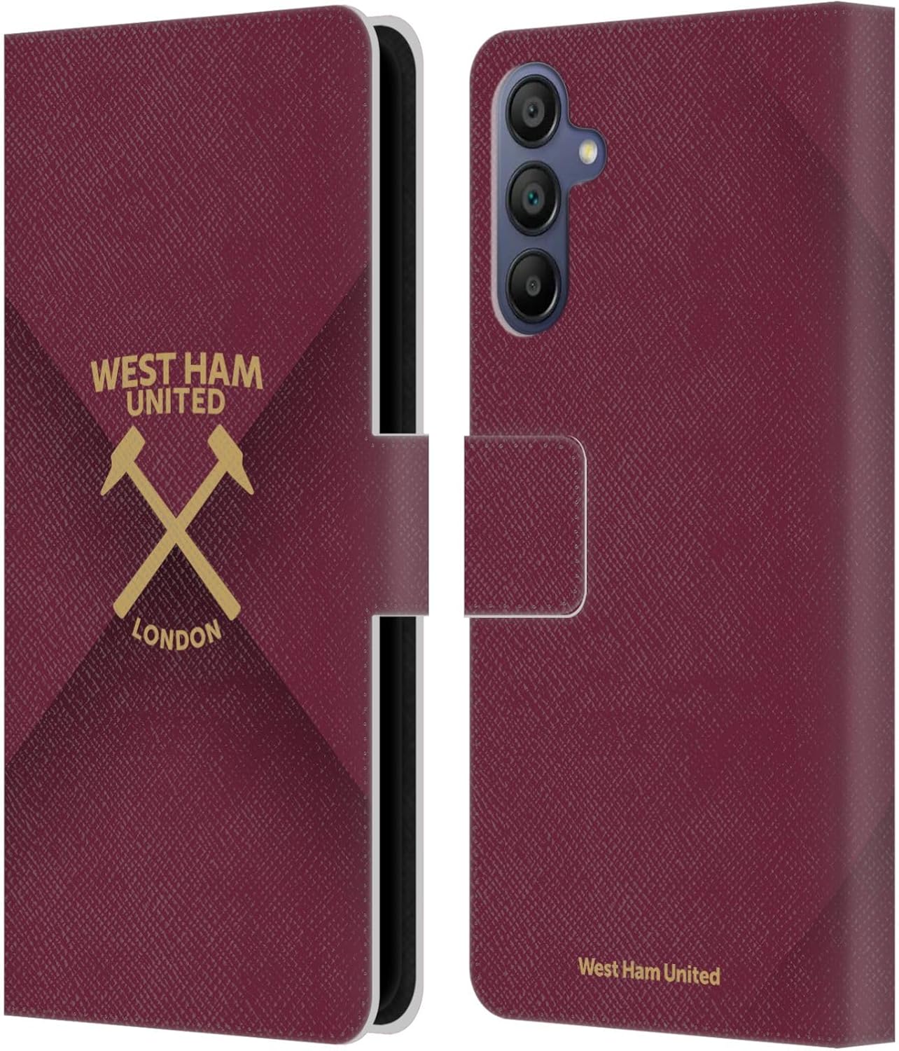 Head Case Designs Officially Licensed West Ham United FC Patterns 2 Hammer Marque Kit Leather Wallet Case Compatible with Samsung Galaxy A15