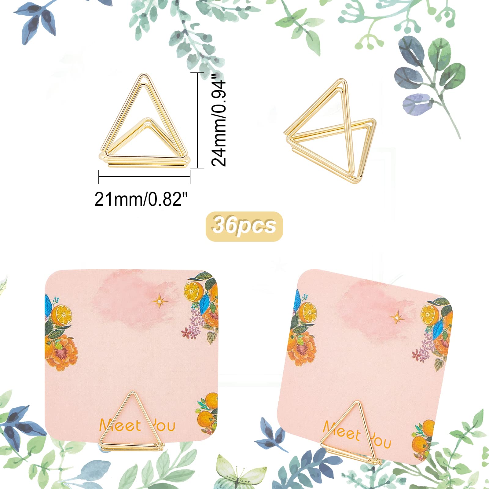 OLYCRAFT 36pcs Mini Place Card Holders Table Card Holders Triangle Shape Wedding Table Number Holders Golden Photo Holders for Tables Pictures Stand Clips for Place Cards Weddings Anniversary Party - Image 2