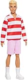 Barbie Fashionistas Ken Doll &num;241 with Blonde Hair Wearing Red and White Striped Polo Shirt with Pink Shorts&comma; White Crew Socks and Sneakers