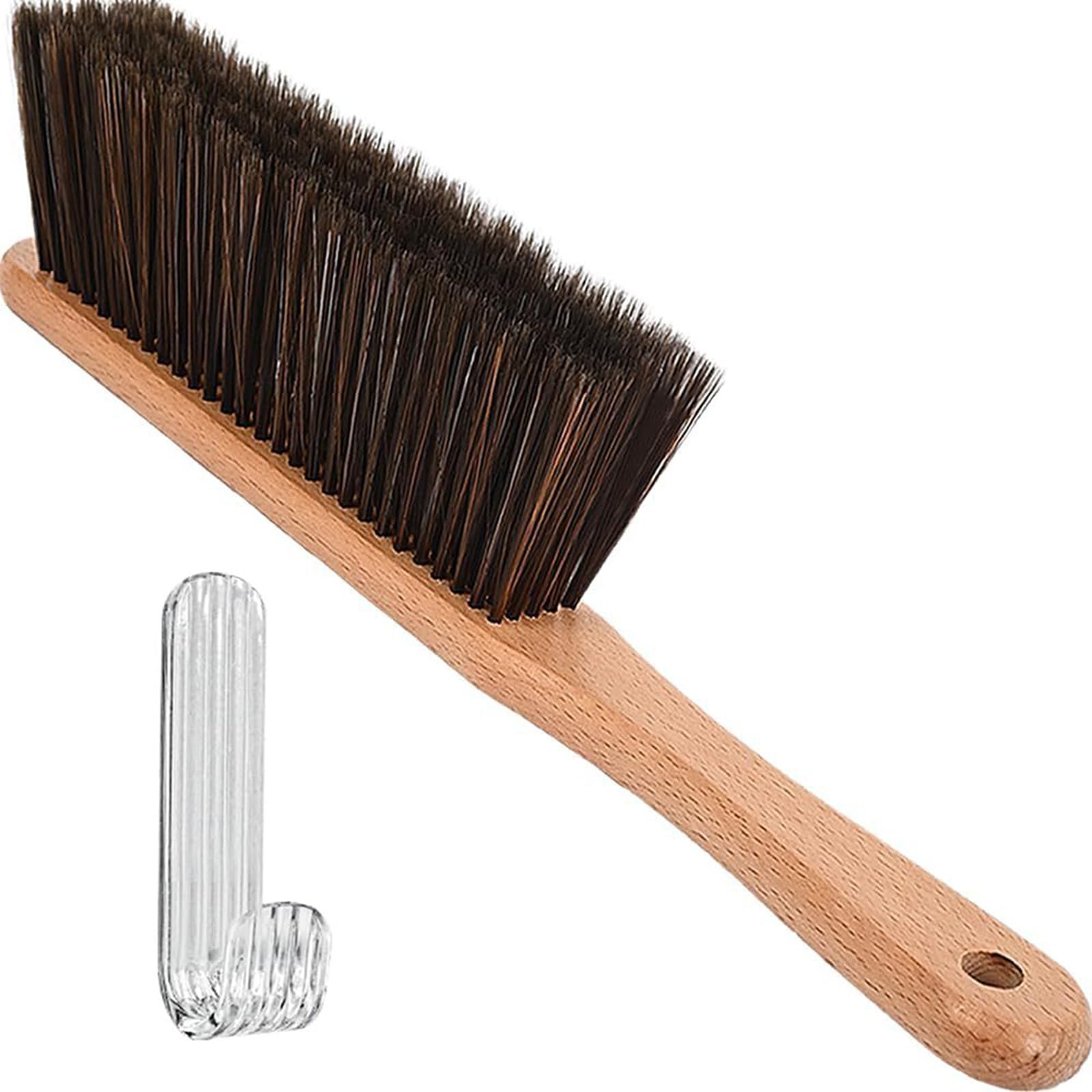NEWFT Wooden Handle Hand Broom with Gentle Dense Bristles for Dusting Furniture and Car Hand Broom Brush Household Cleaning