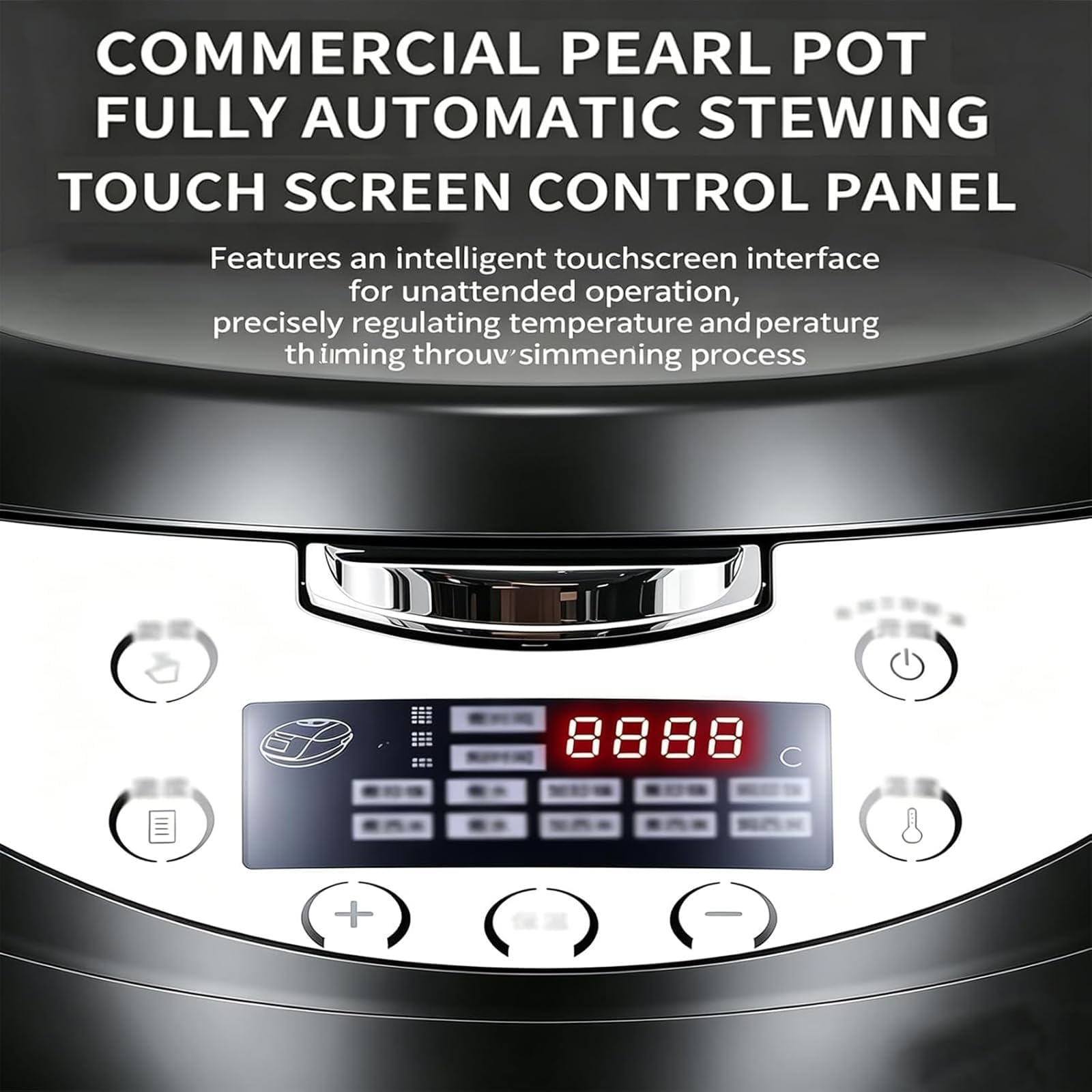 Olla de perlas totalmente automática de 900W, fabricadora comercial | Panel Táctil Inteligente, Control de Temporizador y Temperatura, Mantener Caliente 12H, Uso Comercial Multi-Ingrediente